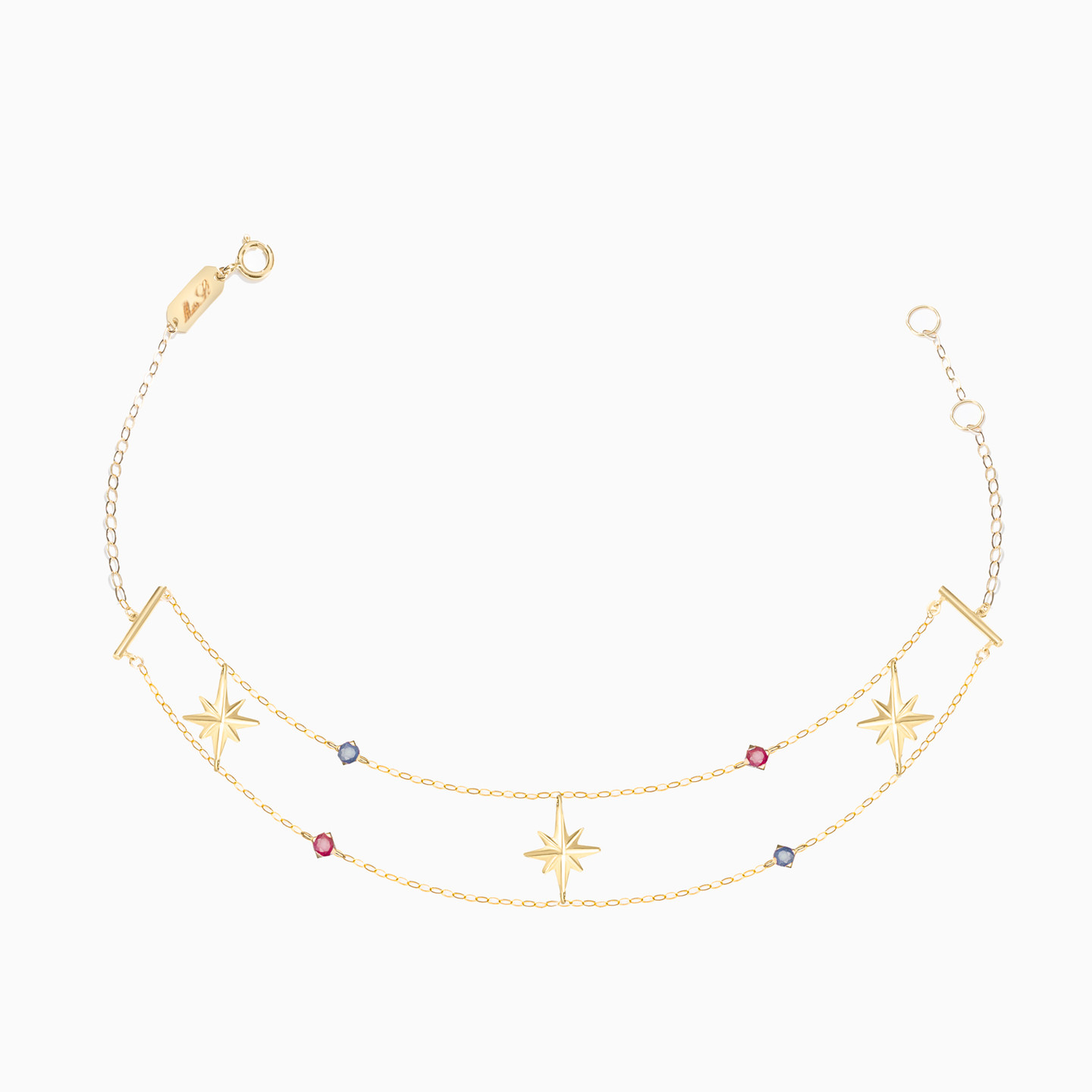 Multi-shaped Colored Stones Chain Bracelet in 18K Gold Multi-shaped Colored Stones Chain Bracelet in 18K Gold