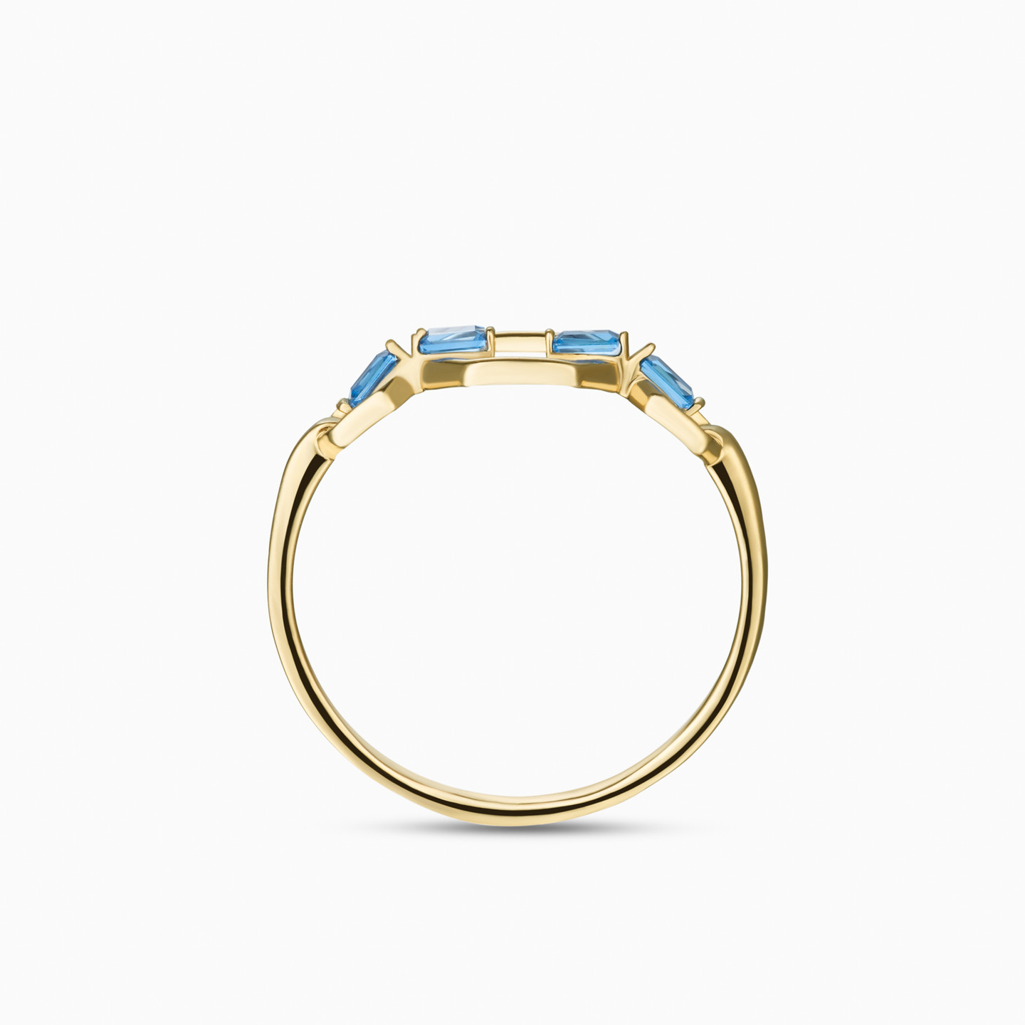 Hexagon Blue Stones Ring in 14K Gold - 2 Hexagon Blue Stones Ring in 14K Gold - 2