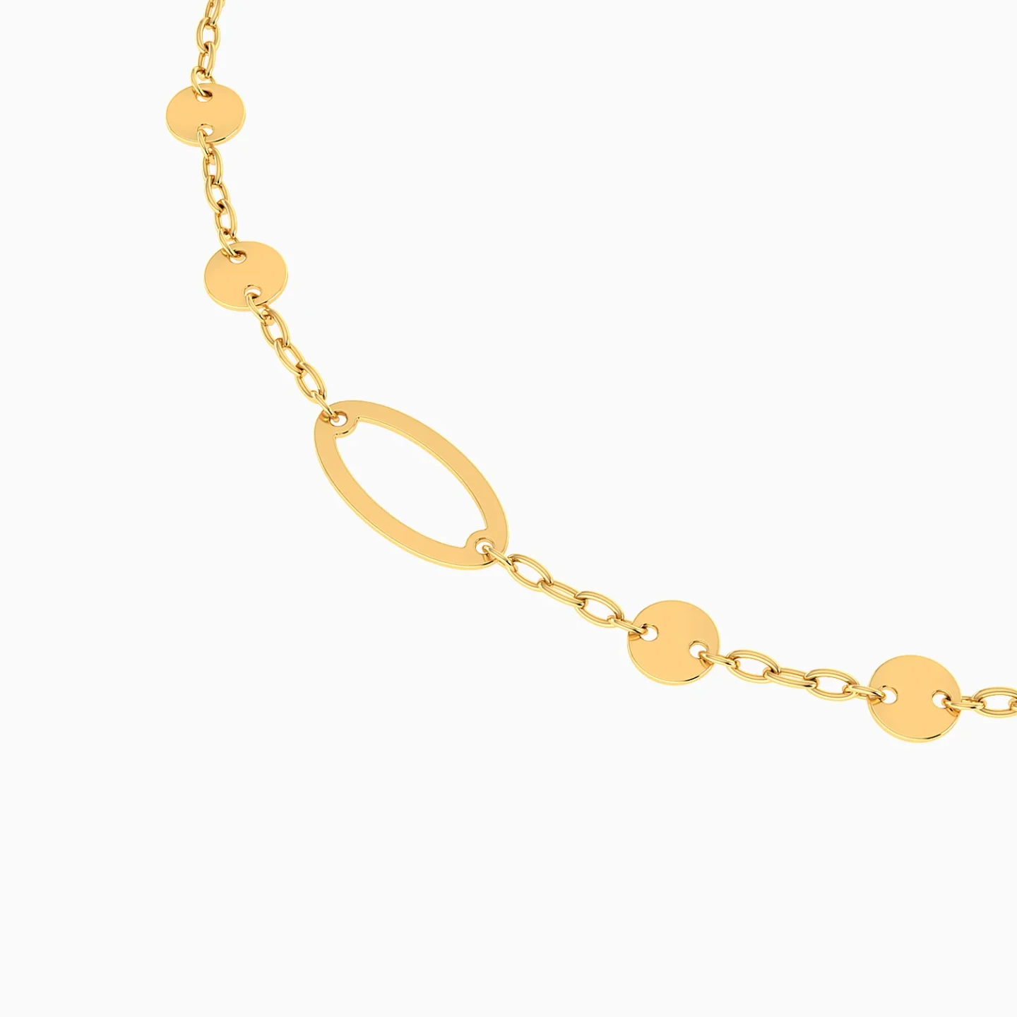 Oval Link & Round Discs Chain Bracelet in 9K Gold - 4 Oval Link & Round Discs Chain Bracelet in 9K Gold - 4