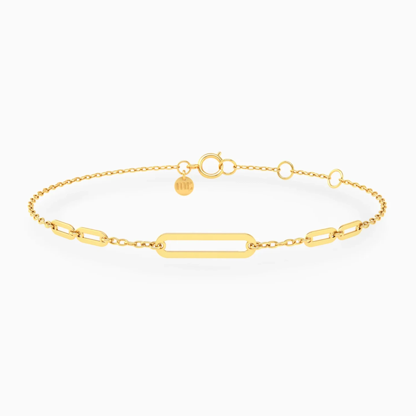 Elongated Rectangular Link Chain Bracelet in 9K Gold Elongated Rectangular Link Chain Bracelet in 9K Gold