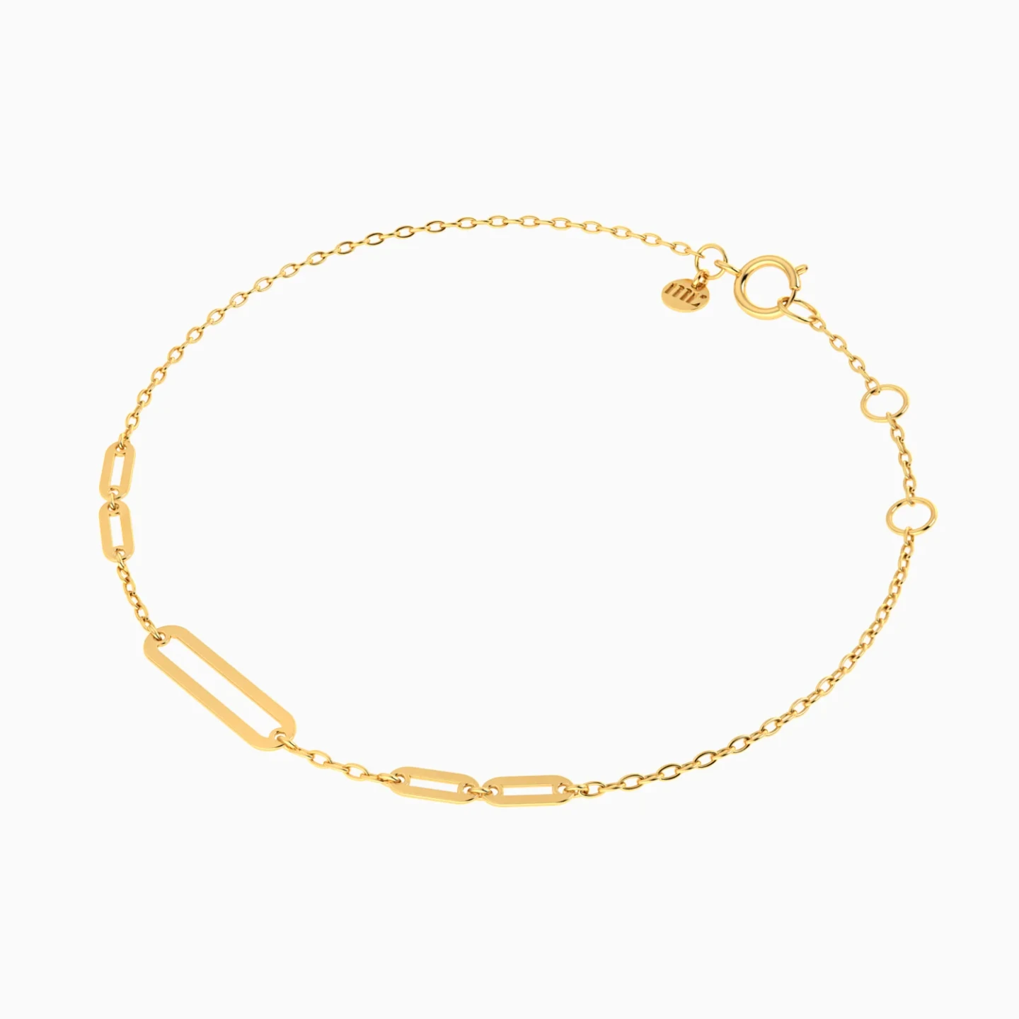 Elongated Rectangular Link Chain Bracelet in 9K Gold - 3 Elongated Rectangular Link Chain Bracelet in 9K Gold - 3