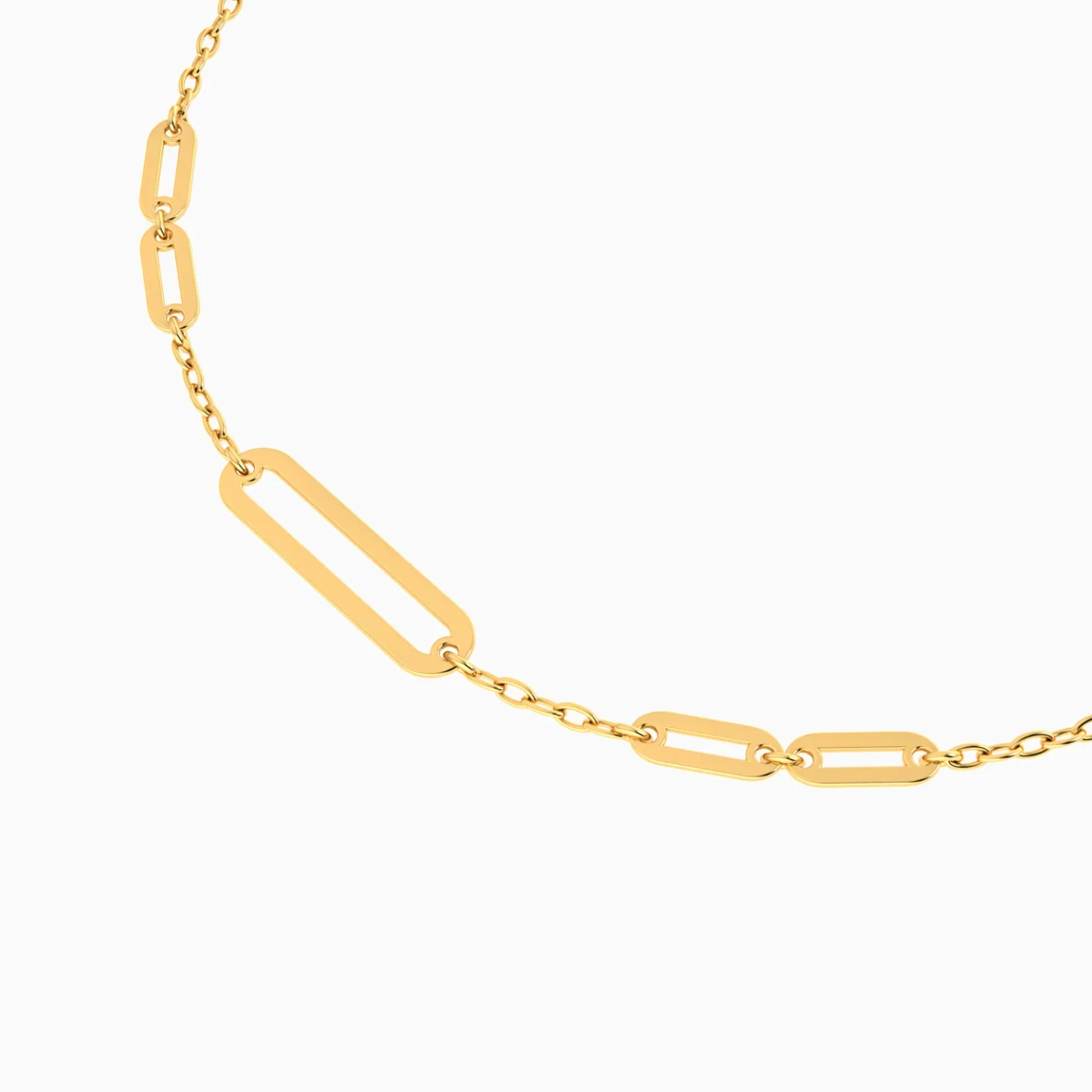 Elongated Rectangular Link Chain Bracelet in 9K Gold - 4 Elongated Rectangular Link Chain Bracelet in 9K Gold - 4
