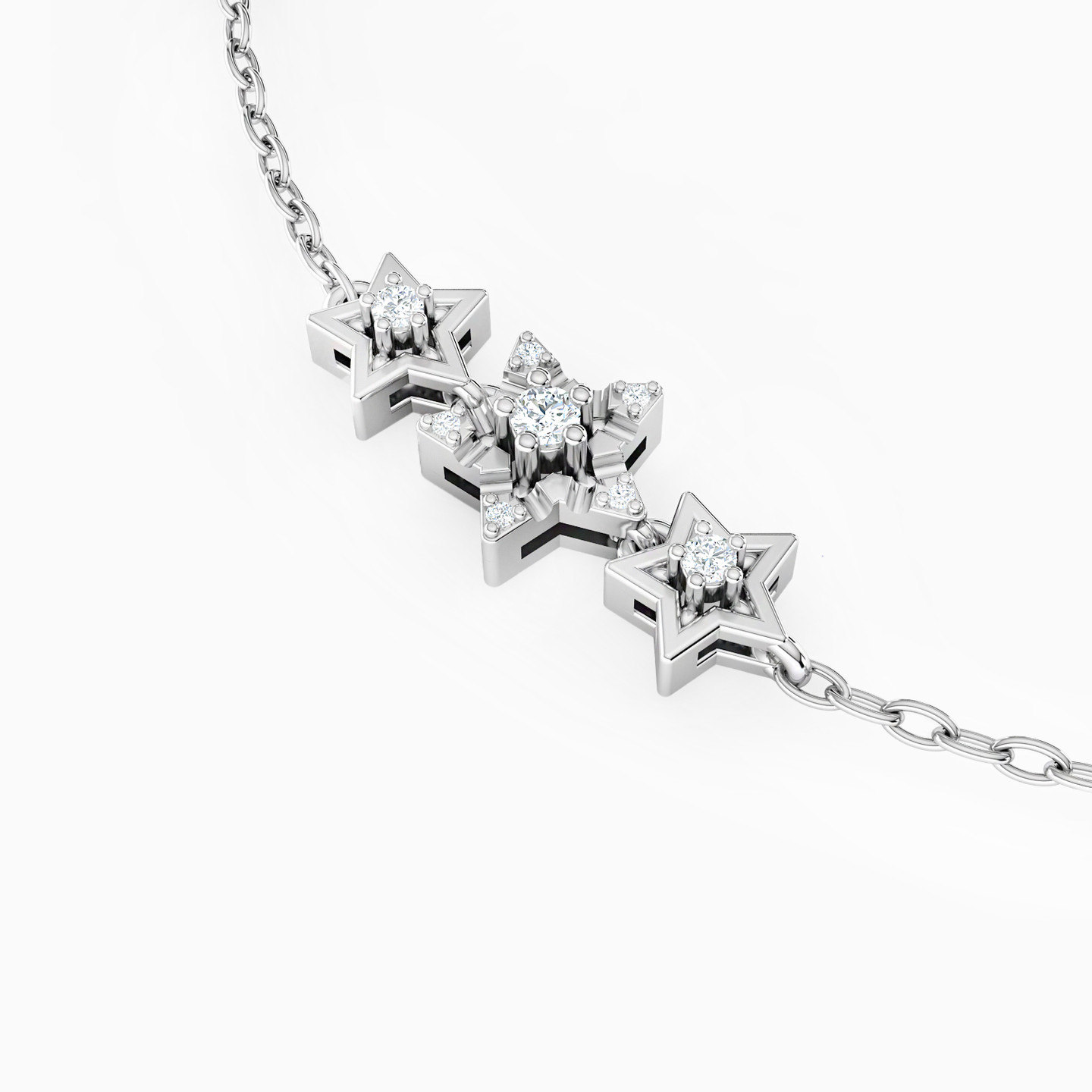 أسورة بسلسلة ذهب زهرة عيار 18 قيراط مزينة بالألماس   - 3