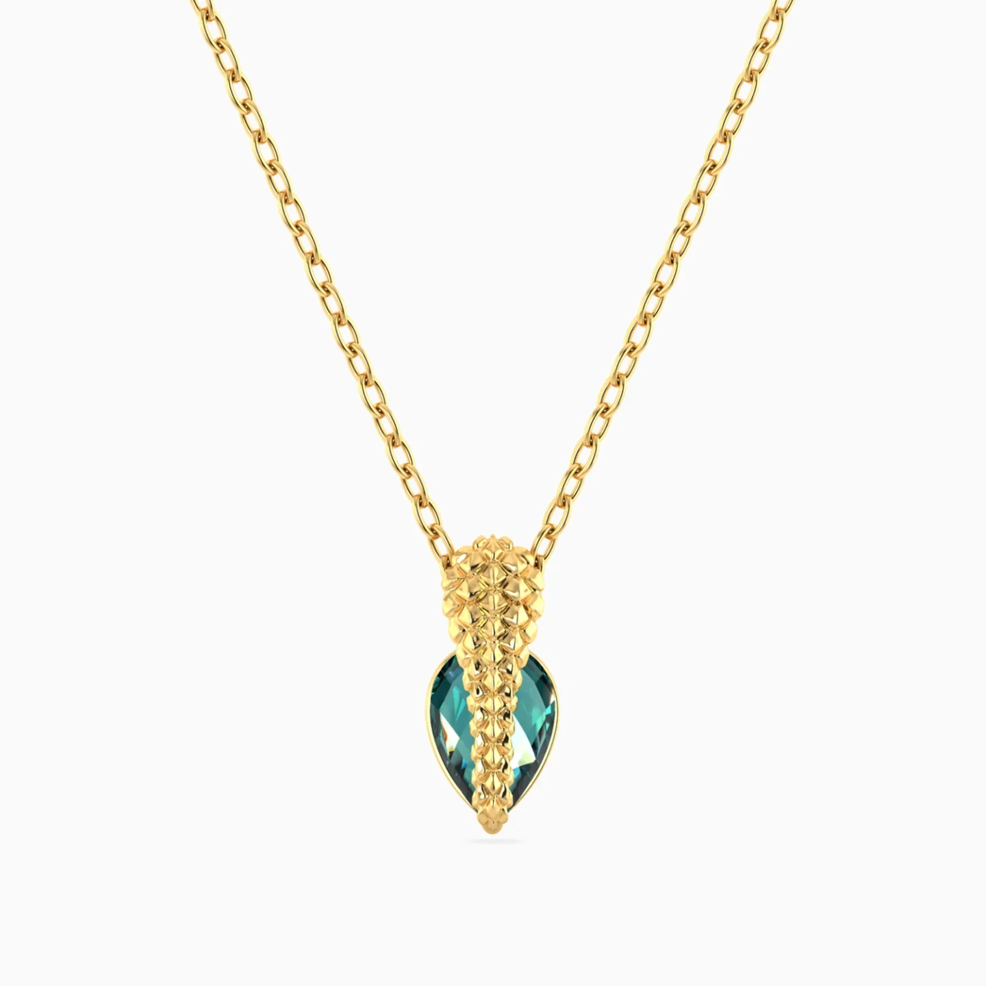 Snake Pear Green Stone Necklace in 9K Gold Snake Pear Green Stone Necklace in 9K Gold