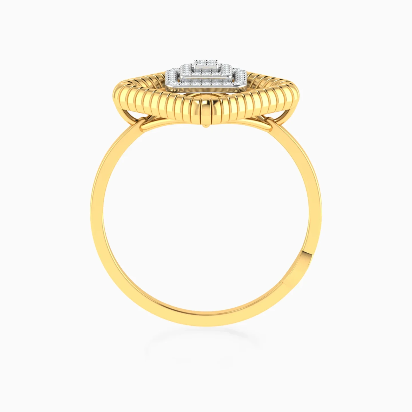 Layered Square Diamond Ring in 18K Gold - 4 Layered Square Diamond Ring in 18K Gold - 4