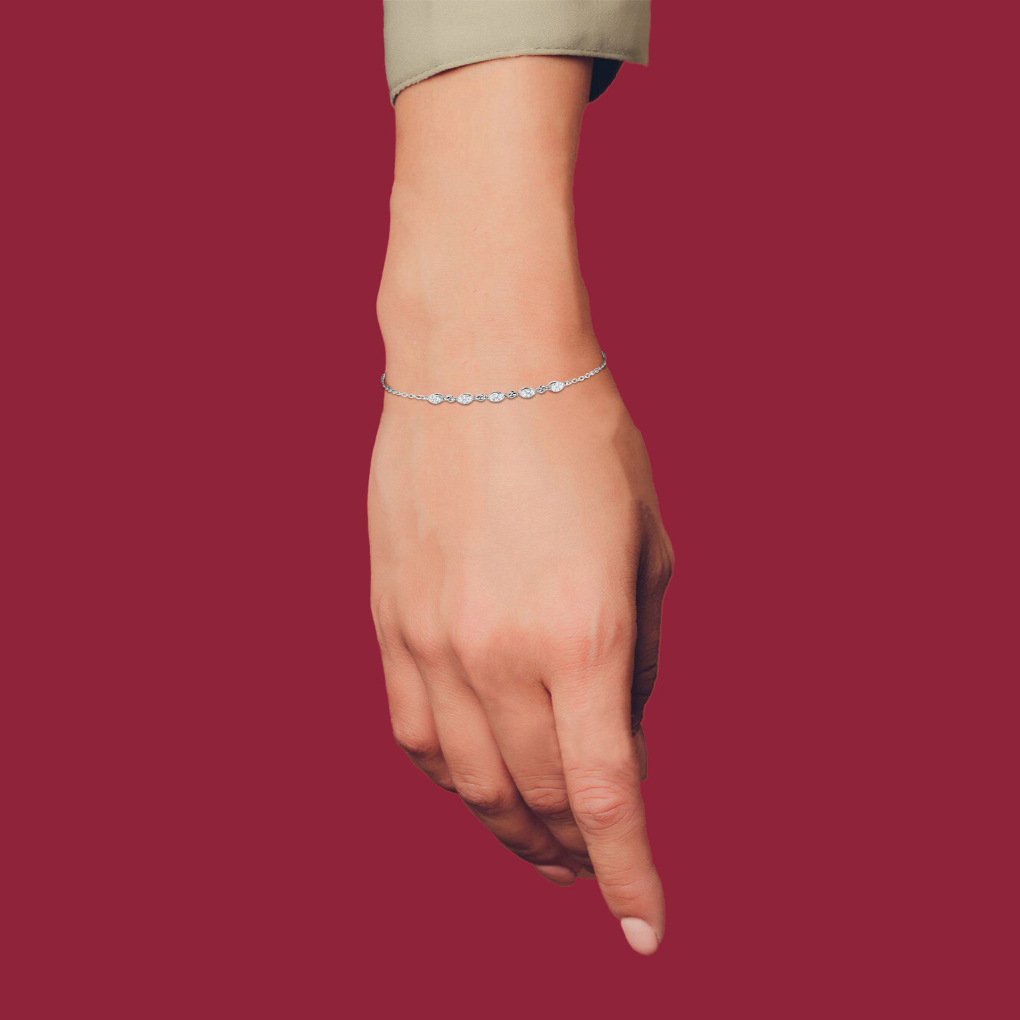 Marquise Diamond Chain Bracelet in 18K Gold - 4 Marquise Diamond Chain Bracelet in 18K Gold - 4