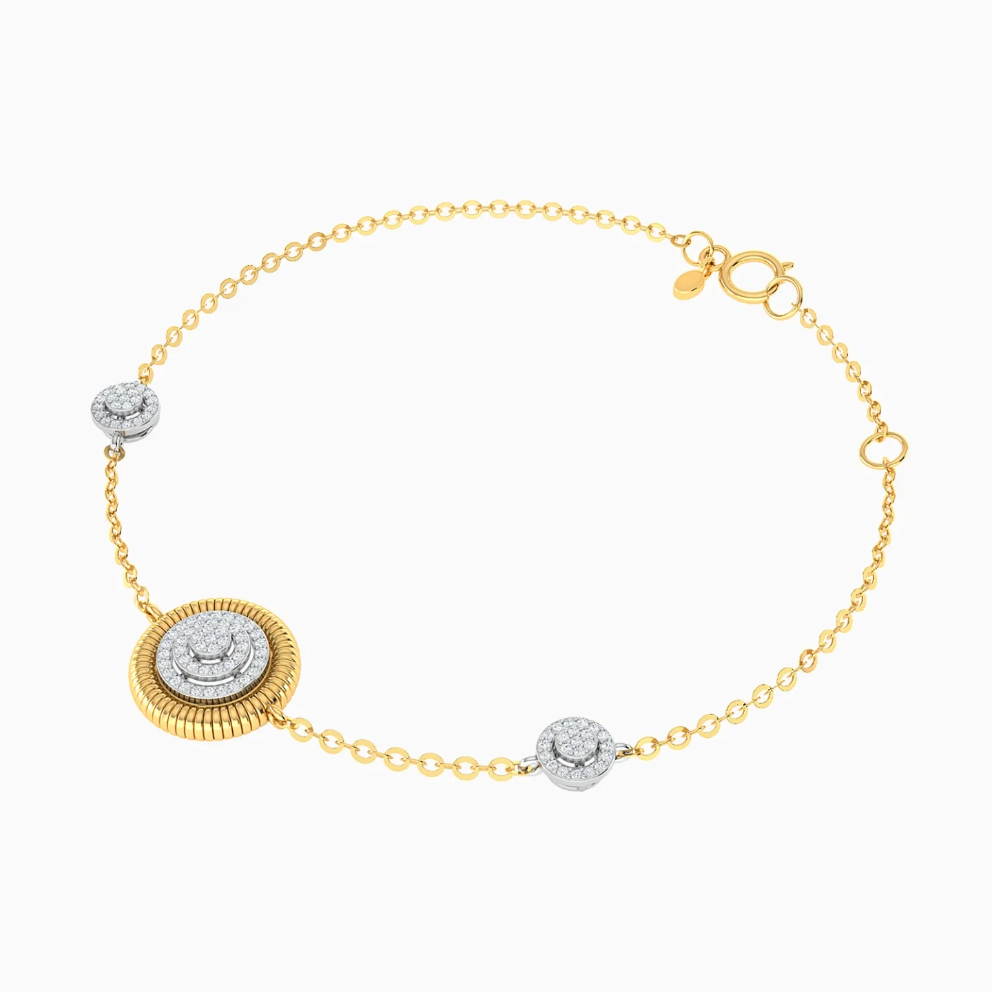 Layered Circles Diamond Chain Bracelet in 18K Gold - 3 Layered Circles Diamond Chain Bracelet in 18K Gold - 3