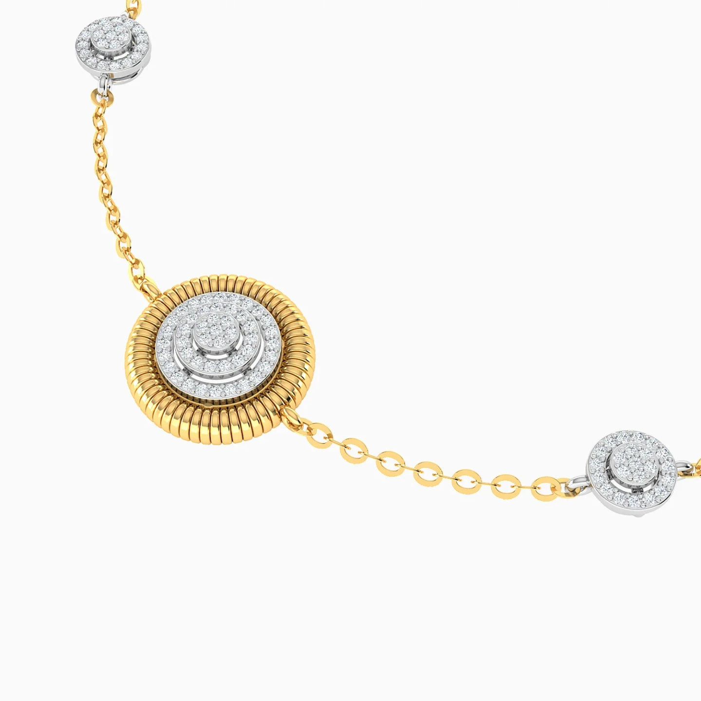 Layered Circles Diamond Chain Bracelet in 18K Gold - 4 Layered Circles Diamond Chain Bracelet in 18K Gold - 4