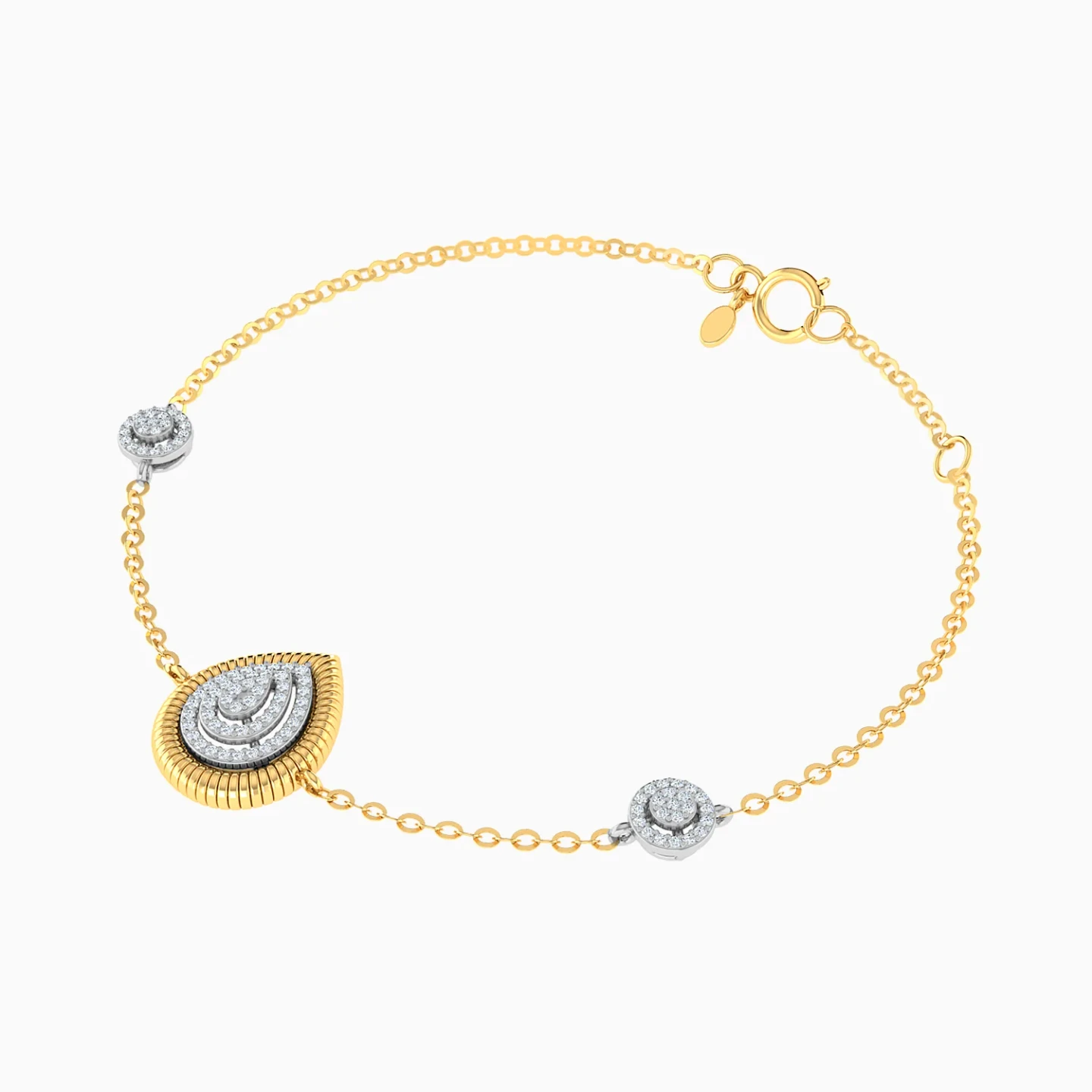 Layered Teardrop Diamond Chain Bracelet in 18K Gold - 3 Layered Teardrop Diamond Chain Bracelet in 18K Gold - 3