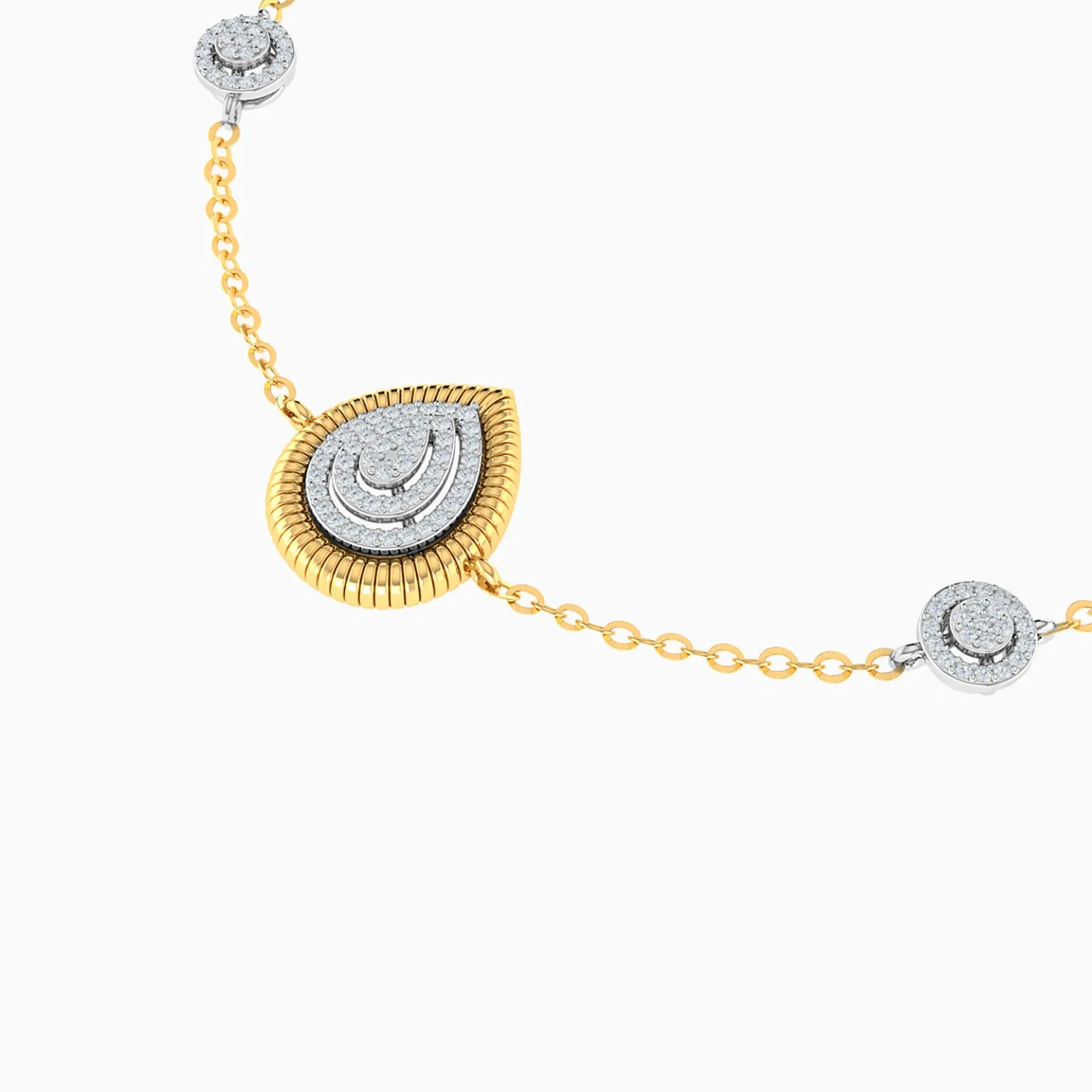 Layered Teardrop Diamond Chain Bracelet in 18K Gold - 4 Layered Teardrop Diamond Chain Bracelet in 18K Gold - 4