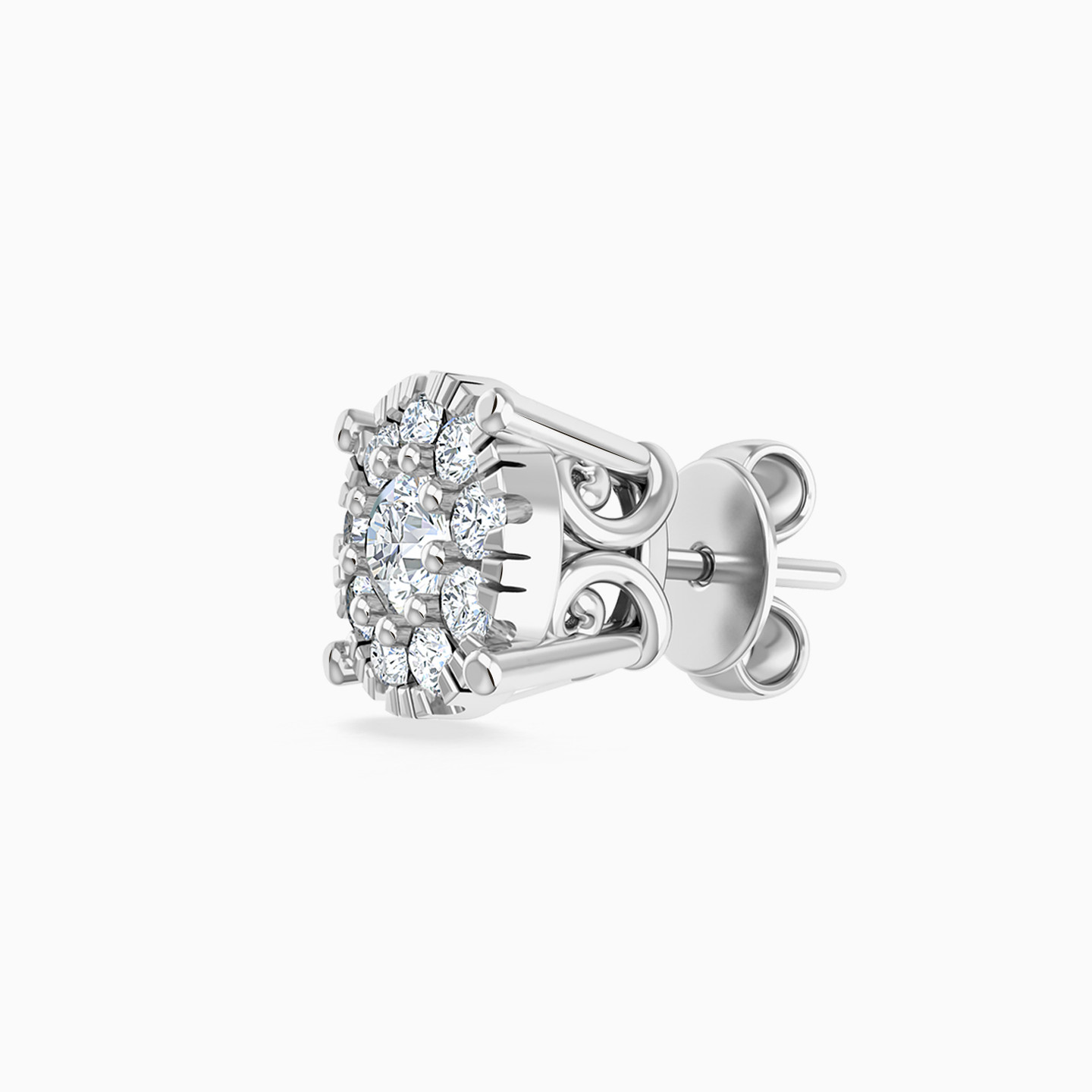 18K Gold Diamond Stud Earrings - 3