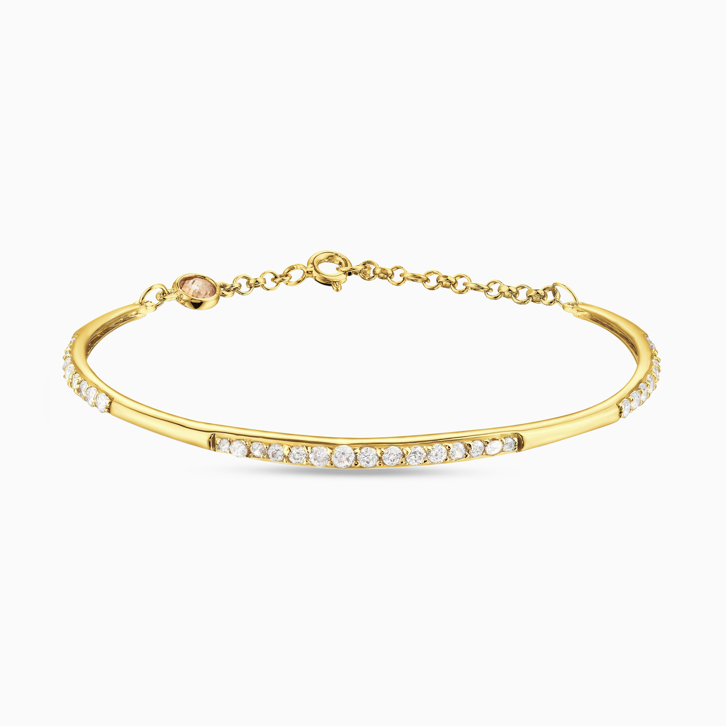 Curved Bar Cubic Zirconia Bracelet in 18K Gold