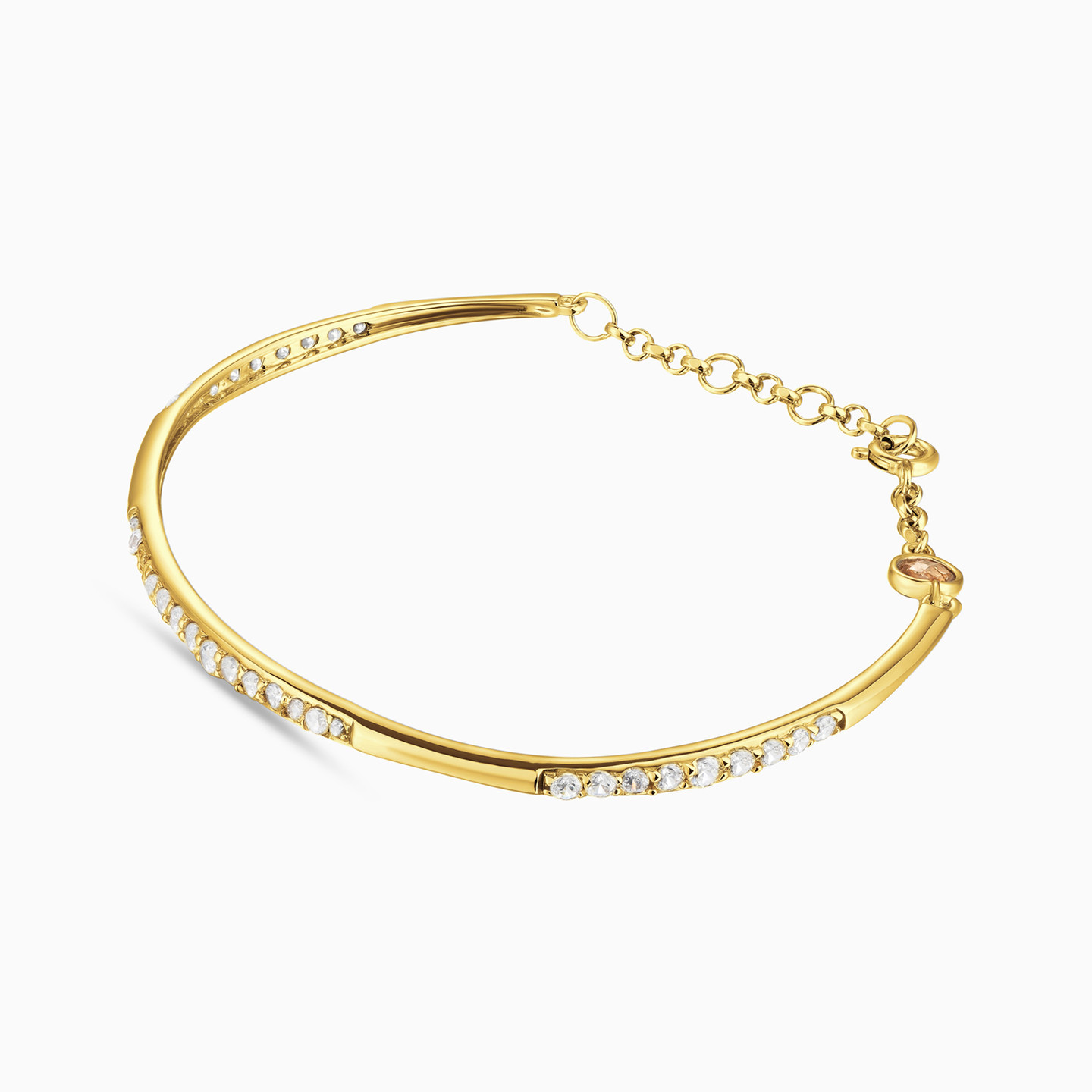 Curved Bar Cubic Zirconia Bracelet in 18K Gold