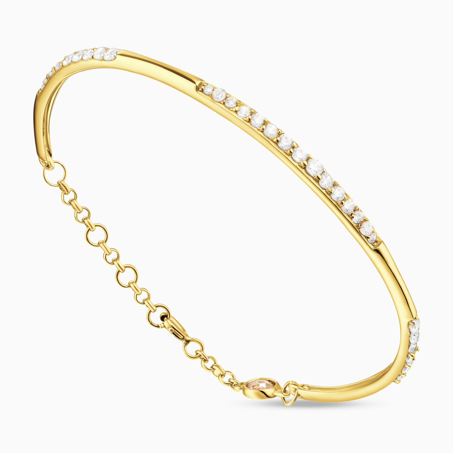 Curved Bar Cubic Zirconia Bracelet in 18K Gold