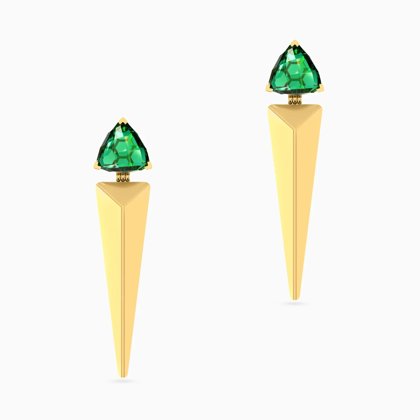 Tapered Spikes Green Stone Earrings in 18K Gold - 3 Tapered Spikes Green Stone Earrings in 18K Gold - 3