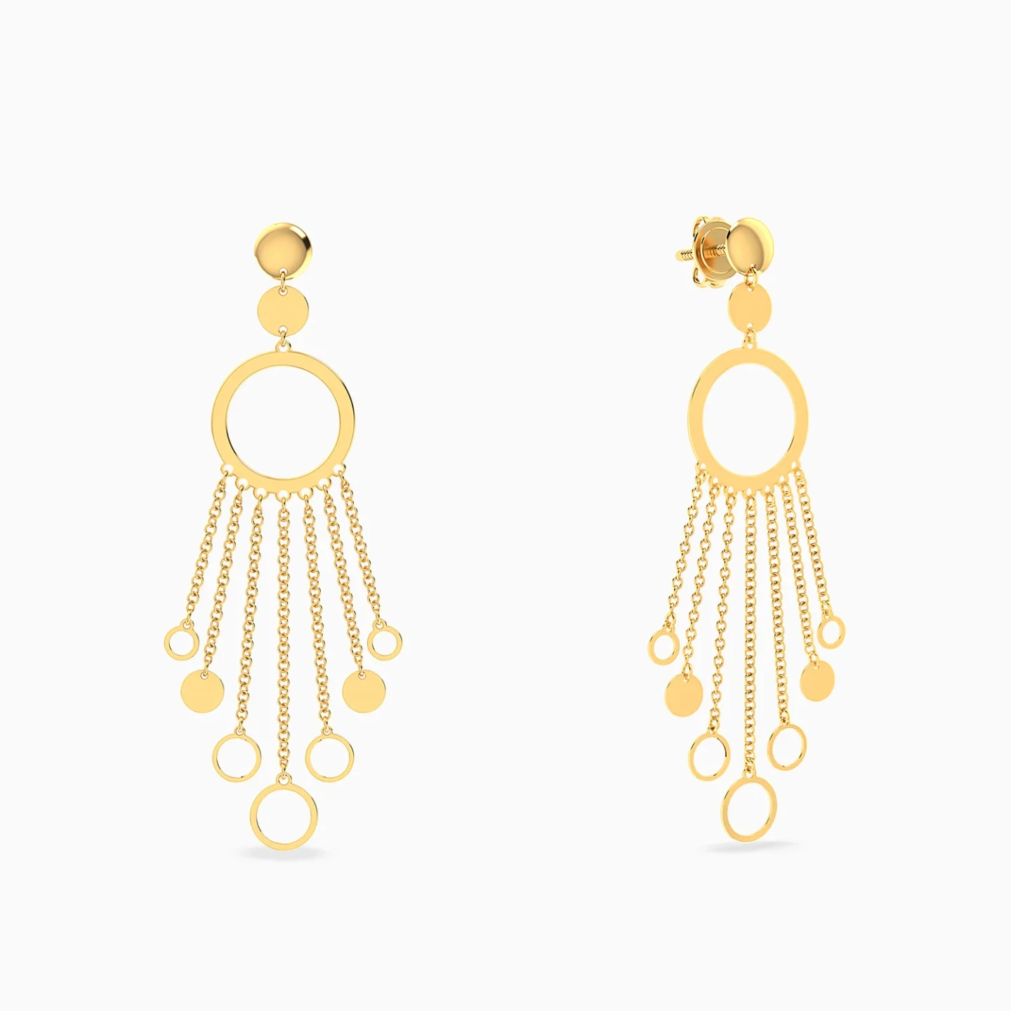 Open Circle & Chains Chandelier Earrings in 18K Gold Open Circle & Chains Chandelier Earrings in 18K Gold