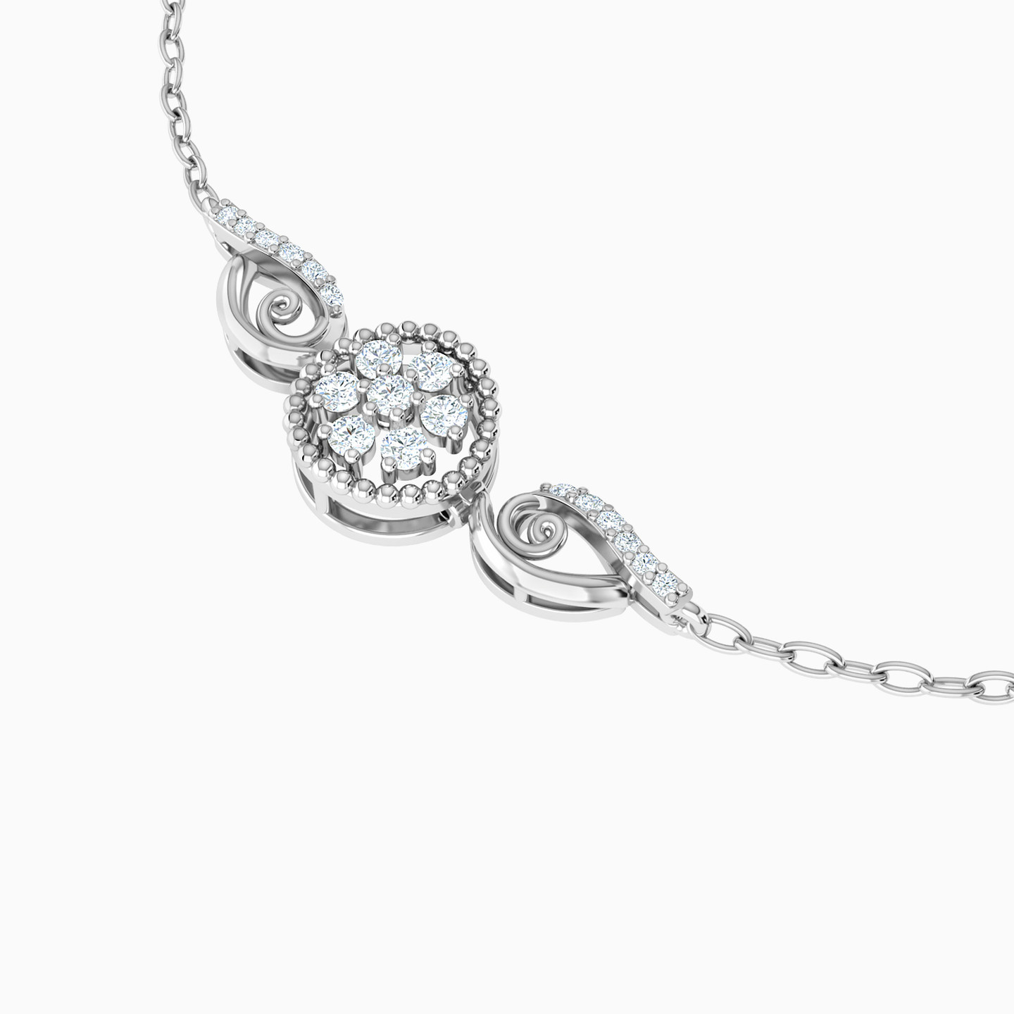 أسورة بسلسلة ذهب زهرة عيار 18 قيراط مزينة بالألماس - 3 أسورة بسلسلة ذهب زهرة عيار 18 قيراط مزينة بالألماس - 3