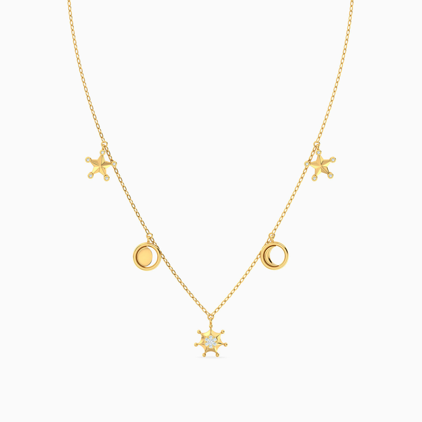 18K Gold Diamond Charms Necklace - 3