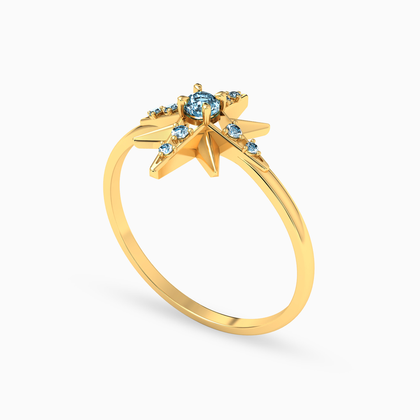 18K Gold Colored Stones Statement Ring - 2