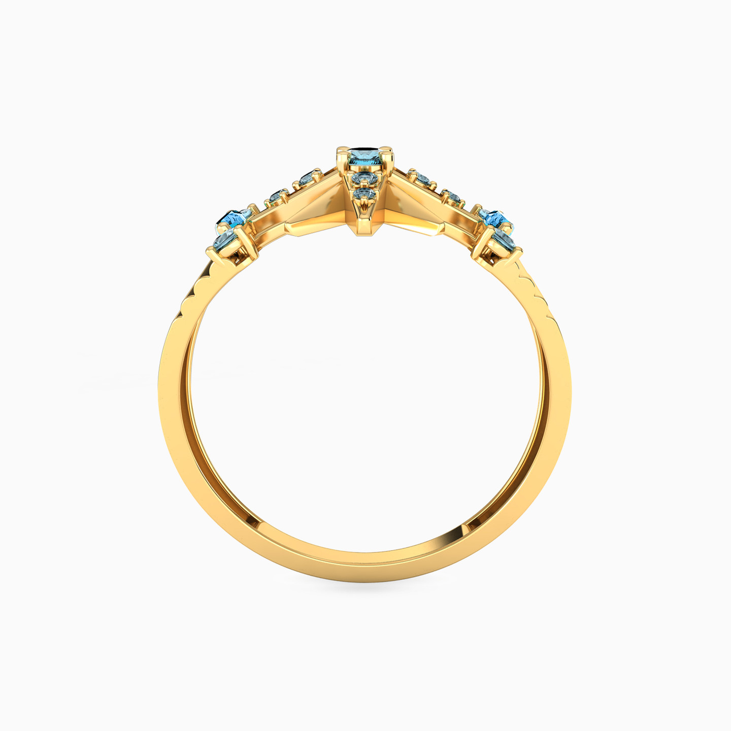 18K Gold Colored Stones Statement Ring - 3