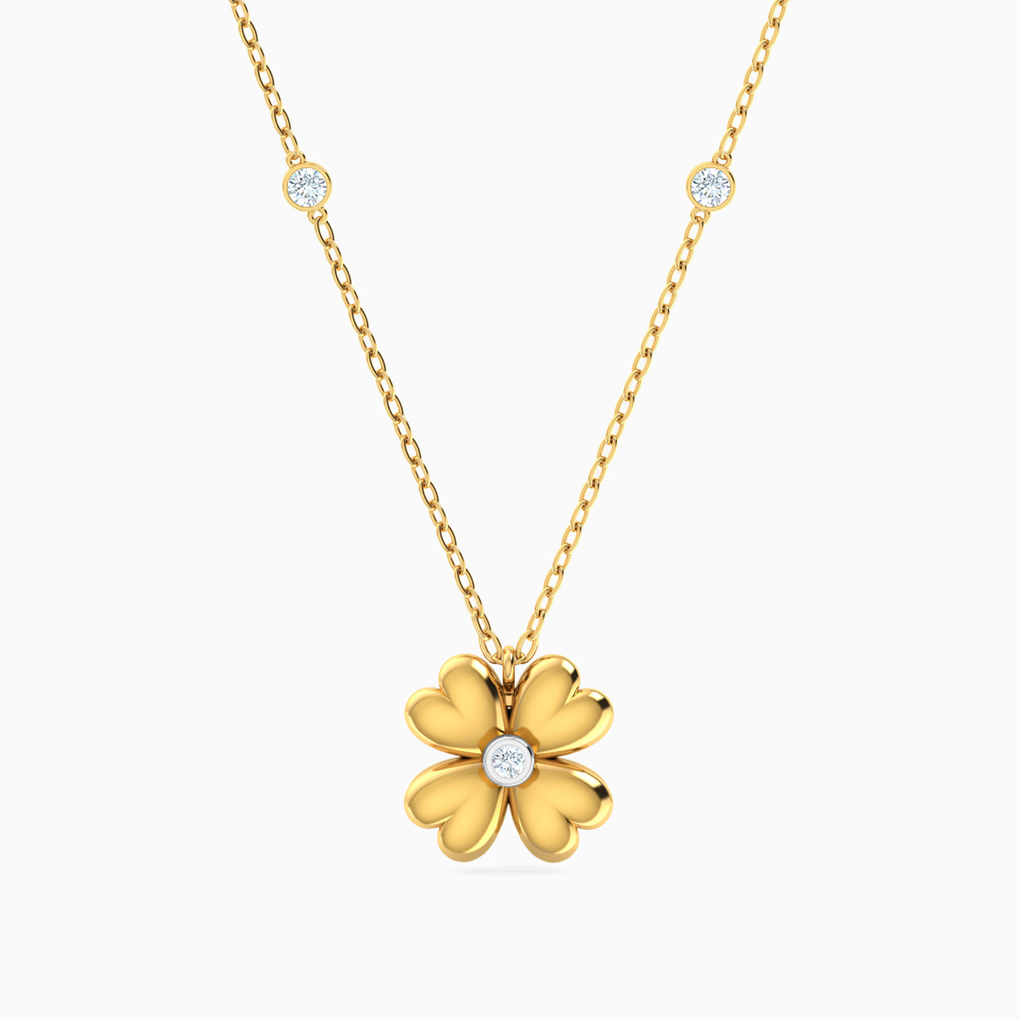 Flower Diamonds Necklace In 18K Gold