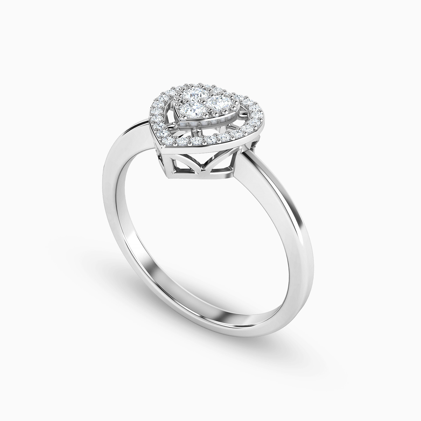 خاتم ذهب قلب عيار 18 قيراط مزين بالألماس - 2 خاتم ذهب قلب عيار 18 قيراط مزين بالألماس - 2