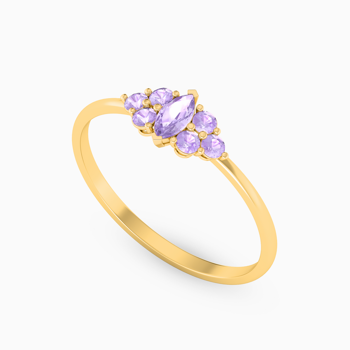 18K Gold Colored Stones Statement Ring - 2