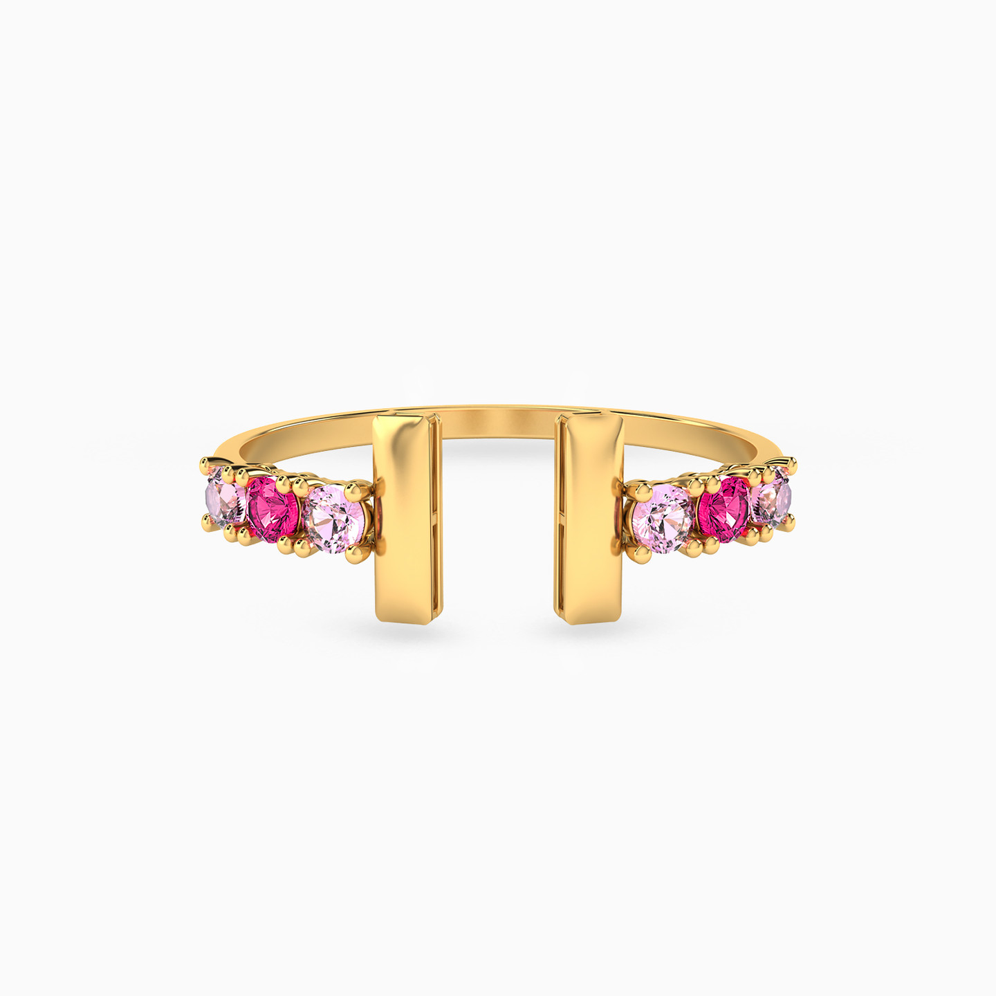 14K Gold Colored Stones Two-headed Ring