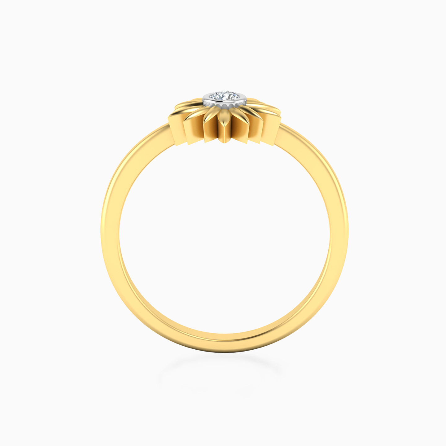 خاتم ذهب دوار الشمس عيار 18 قيراط مزين بالألماس - 3 خاتم ذهب دوار الشمس عيار 18 قيراط مزين بالألماس - 3