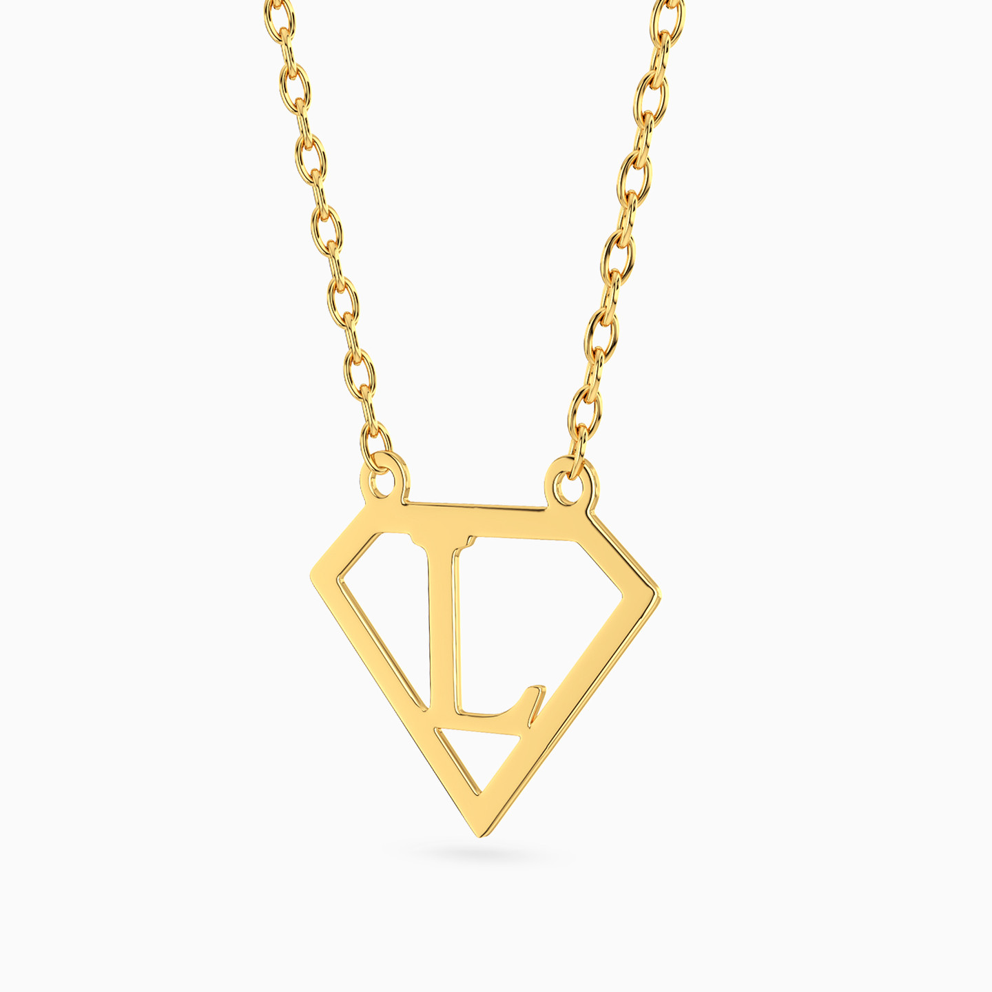 14K Gold L Pendant Necklace - 2