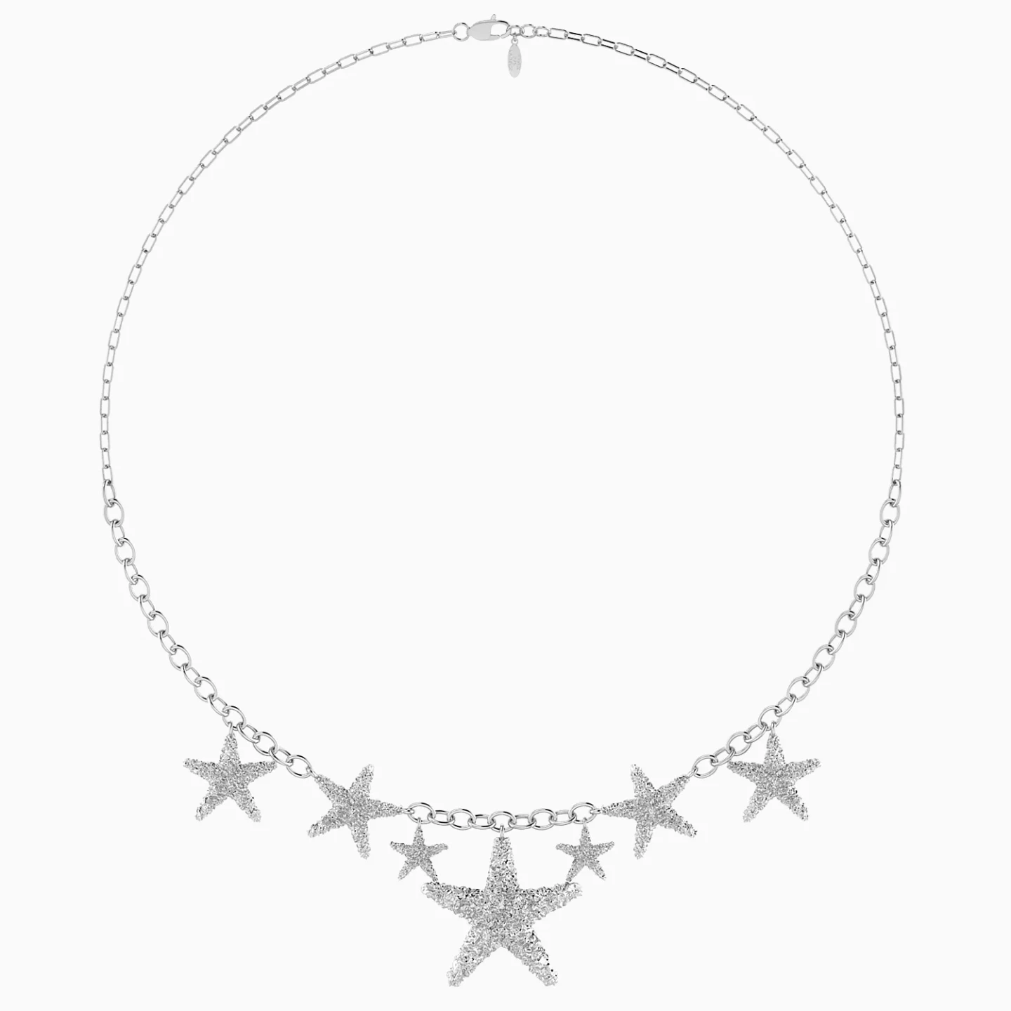 Graduating Starfish Charms Necklace in Silver - 3 Graduating Starfish Charms Necklace in Silver - 3
