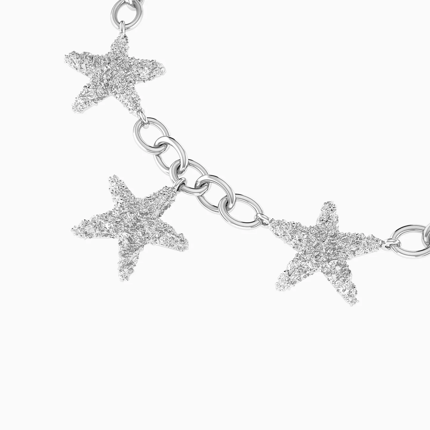 Big Starfish Charms Chain Bracelet in Silver - 4 Big Starfish Charms Chain Bracelet in Silver - 4