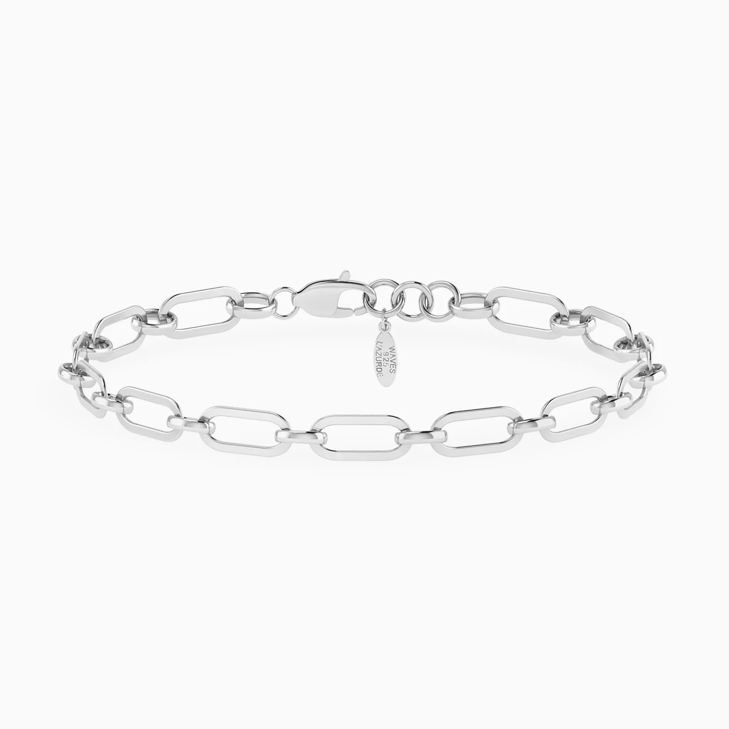 Elongated Paperclip Links Chain Bracelet in Silver Elongated Paperclip Links Chain Bracelet in Silver