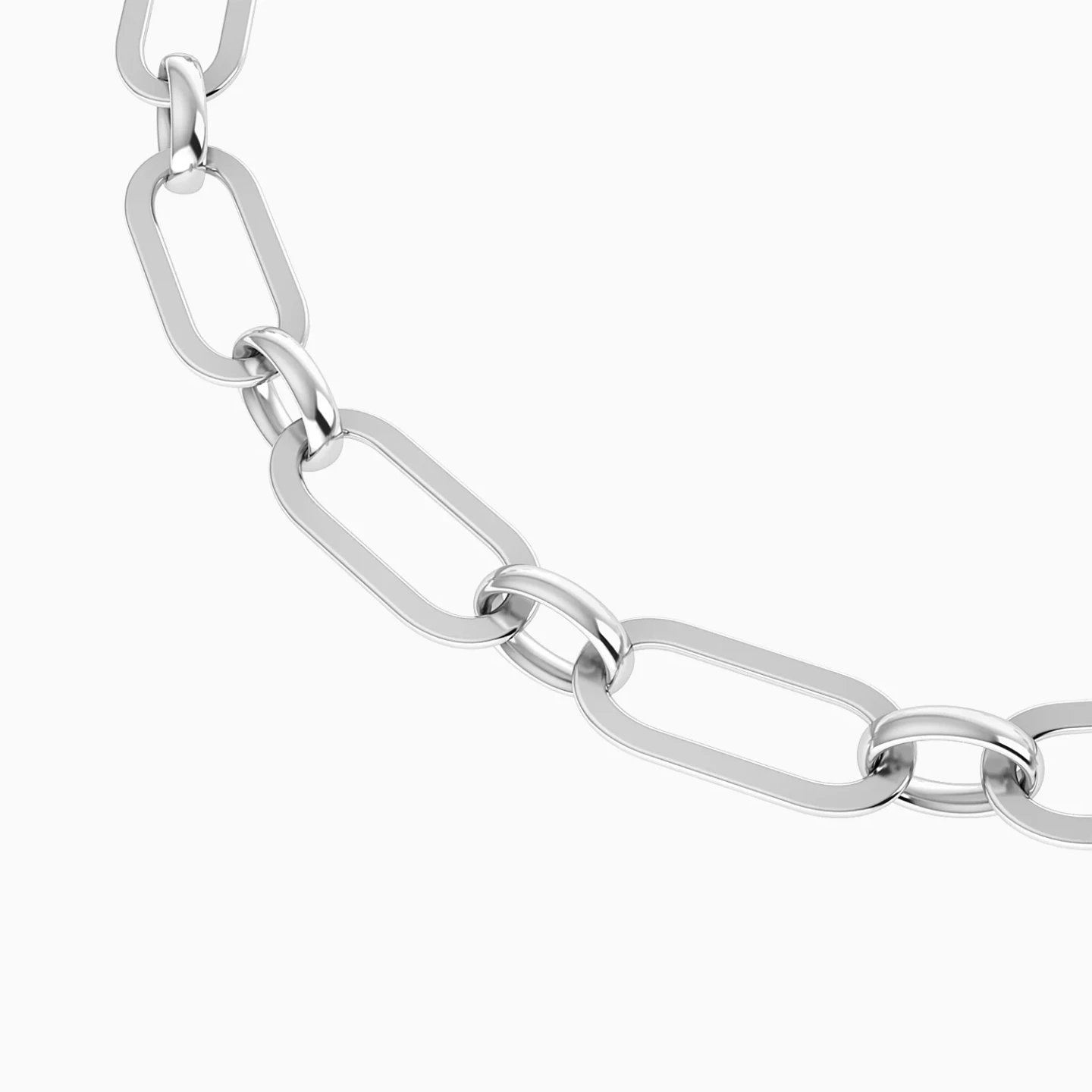 Elongated Paperclip Links Chain Bracelet in Silver - 4 Elongated Paperclip Links Chain Bracelet in Silver - 4
