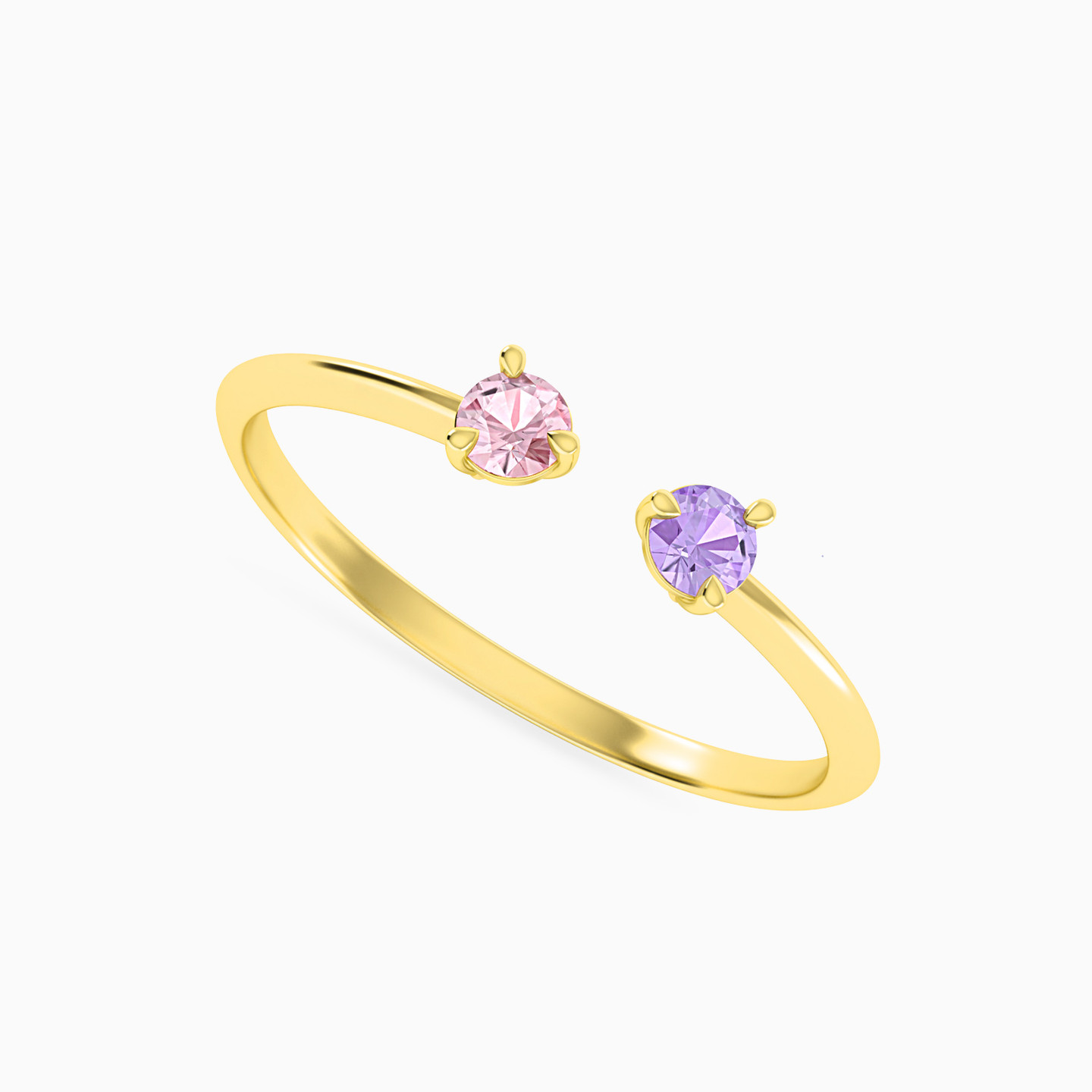 18K Gold Colored Stones Two-headed Ring - 2