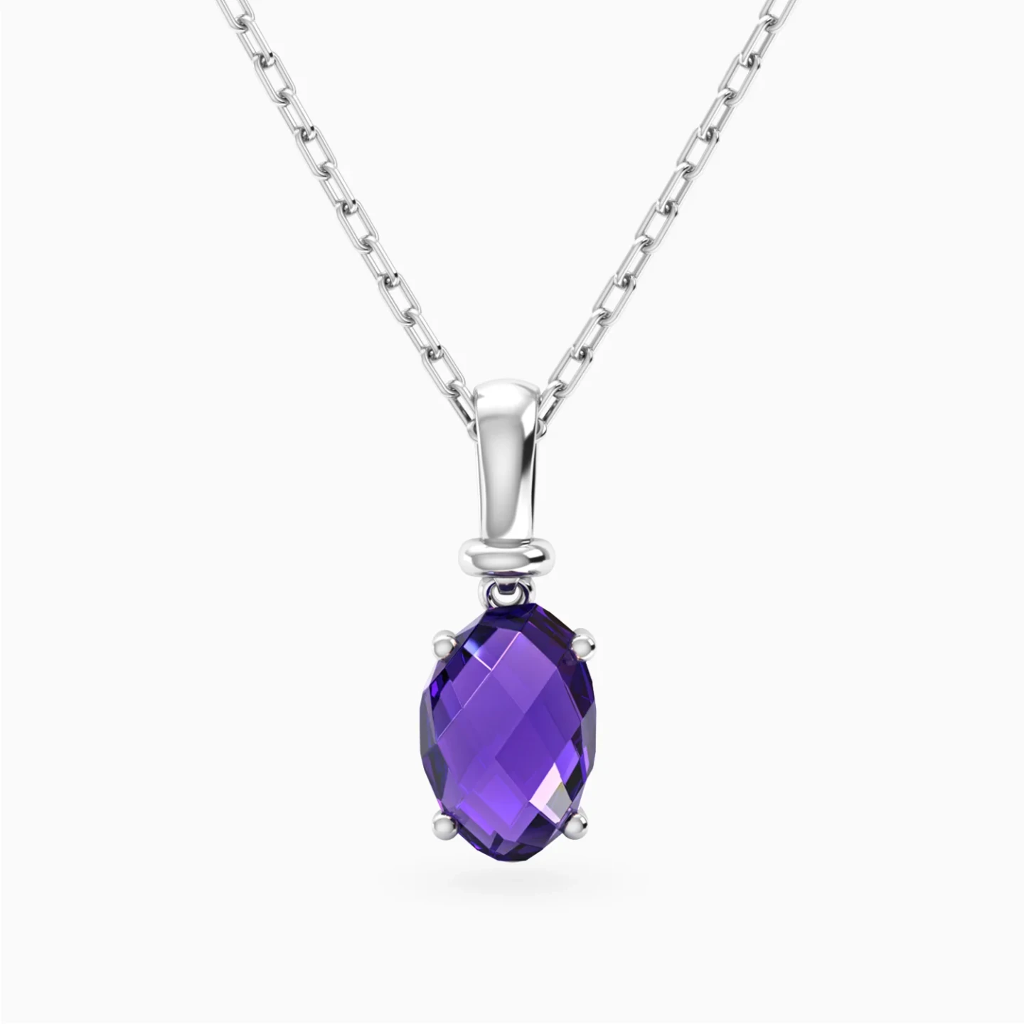Oval Purple Stone Necklace in Silver Oval Purple Stone Necklace in Silver