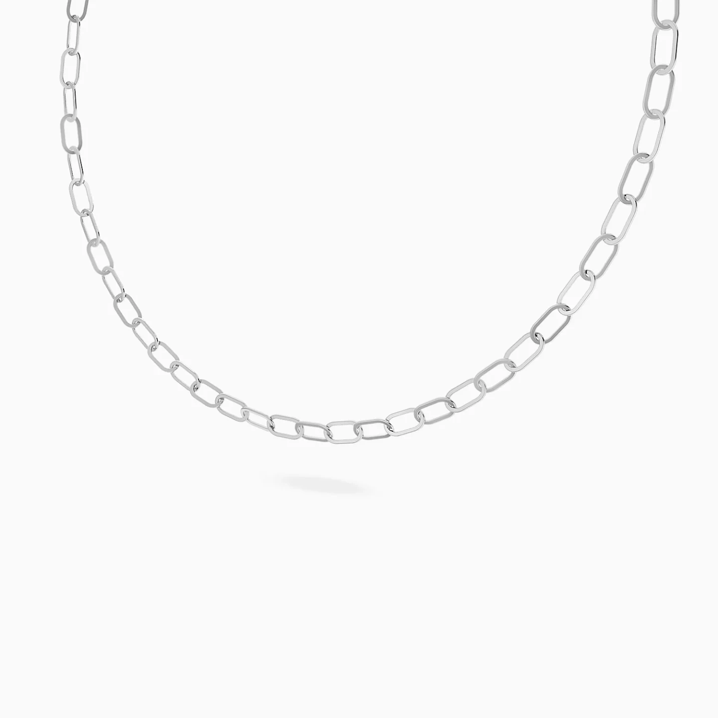Elongated Paperclip Links Necklace in Silver - 2 Elongated Paperclip Links Necklace in Silver - 2