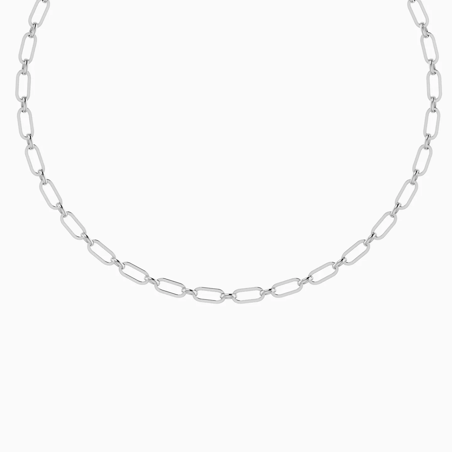 Elongated Paperclip Links Necklace in Silver Elongated Paperclip Links Necklace in Silver