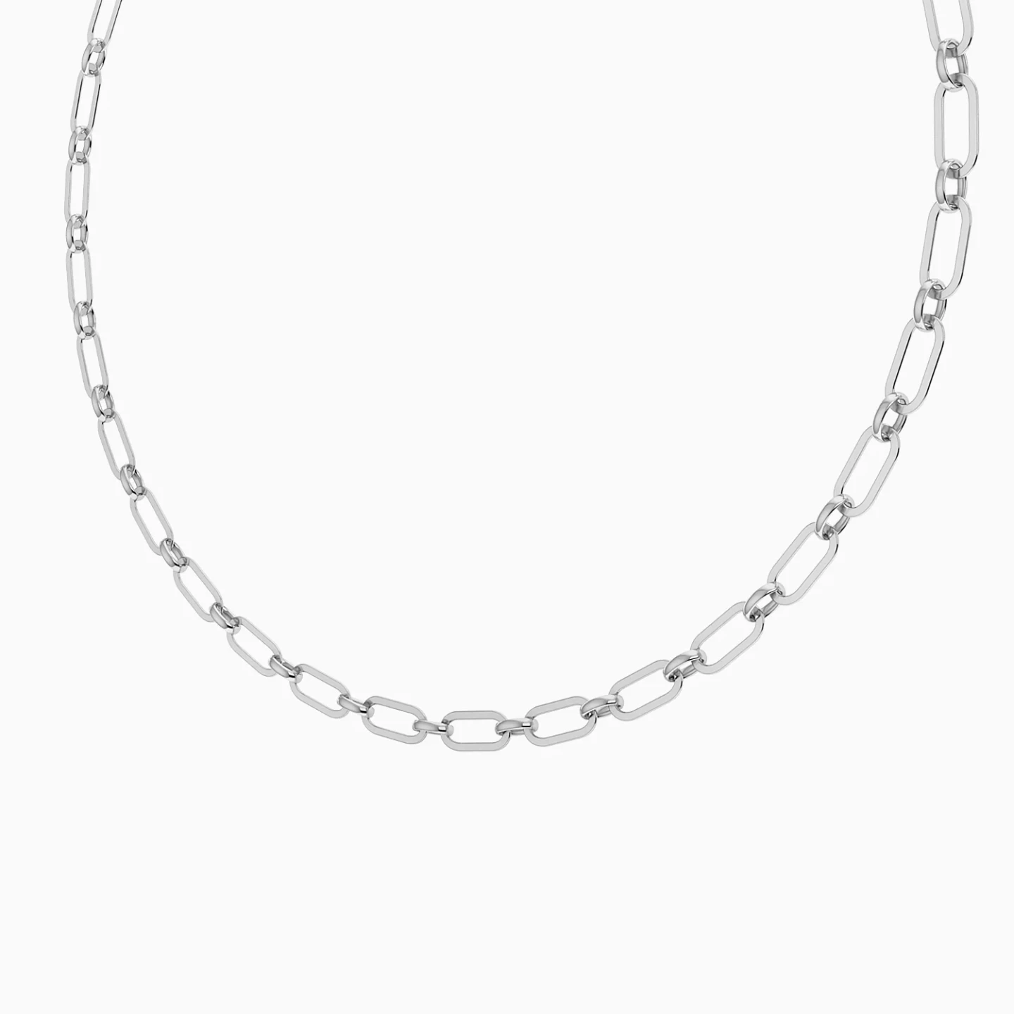 Elongated Paperclip Links Necklace in Silver - 2 Elongated Paperclip Links Necklace in Silver - 2