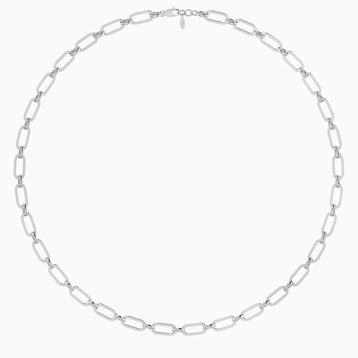 Elongated Paperclip Links Necklace in Silver - 3 Elongated Paperclip Links Necklace in Silver - 3
