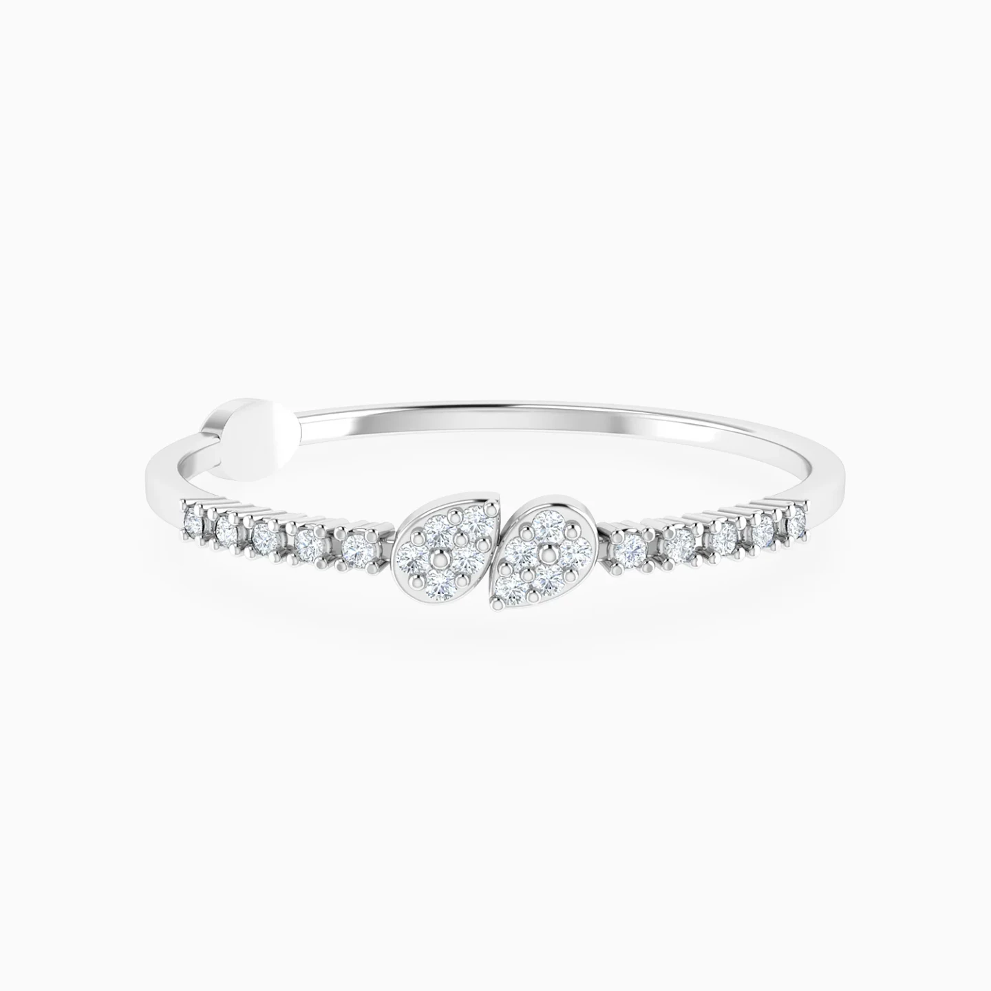 Two Teardrop Shapes Diamond Ring in 18K Gold Two Teardrop Shapes Diamond Ring in 18K Gold
