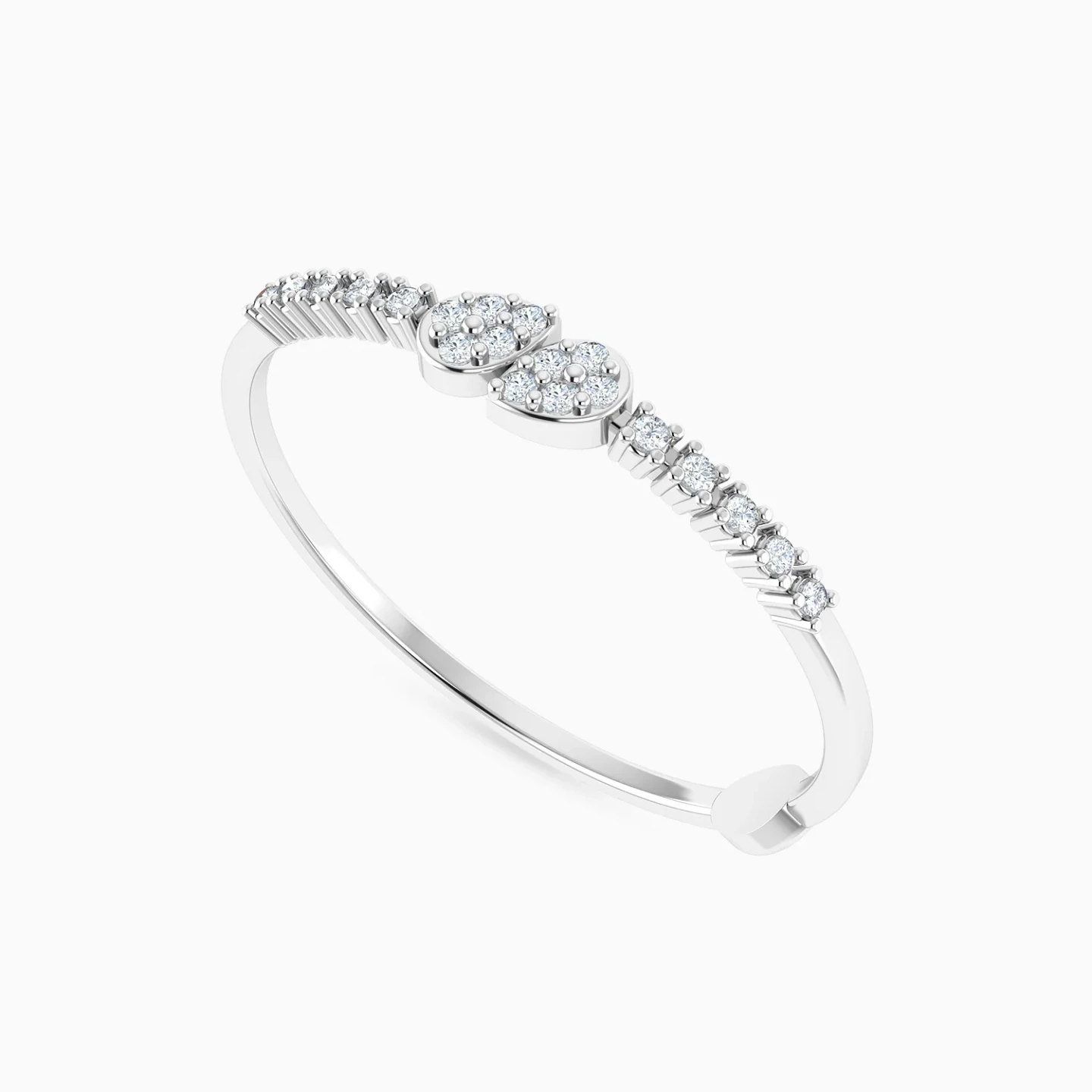 Two Teardrop Shapes Diamond Ring in 18K Gold - 3 Two Teardrop Shapes Diamond Ring in 18K Gold - 3