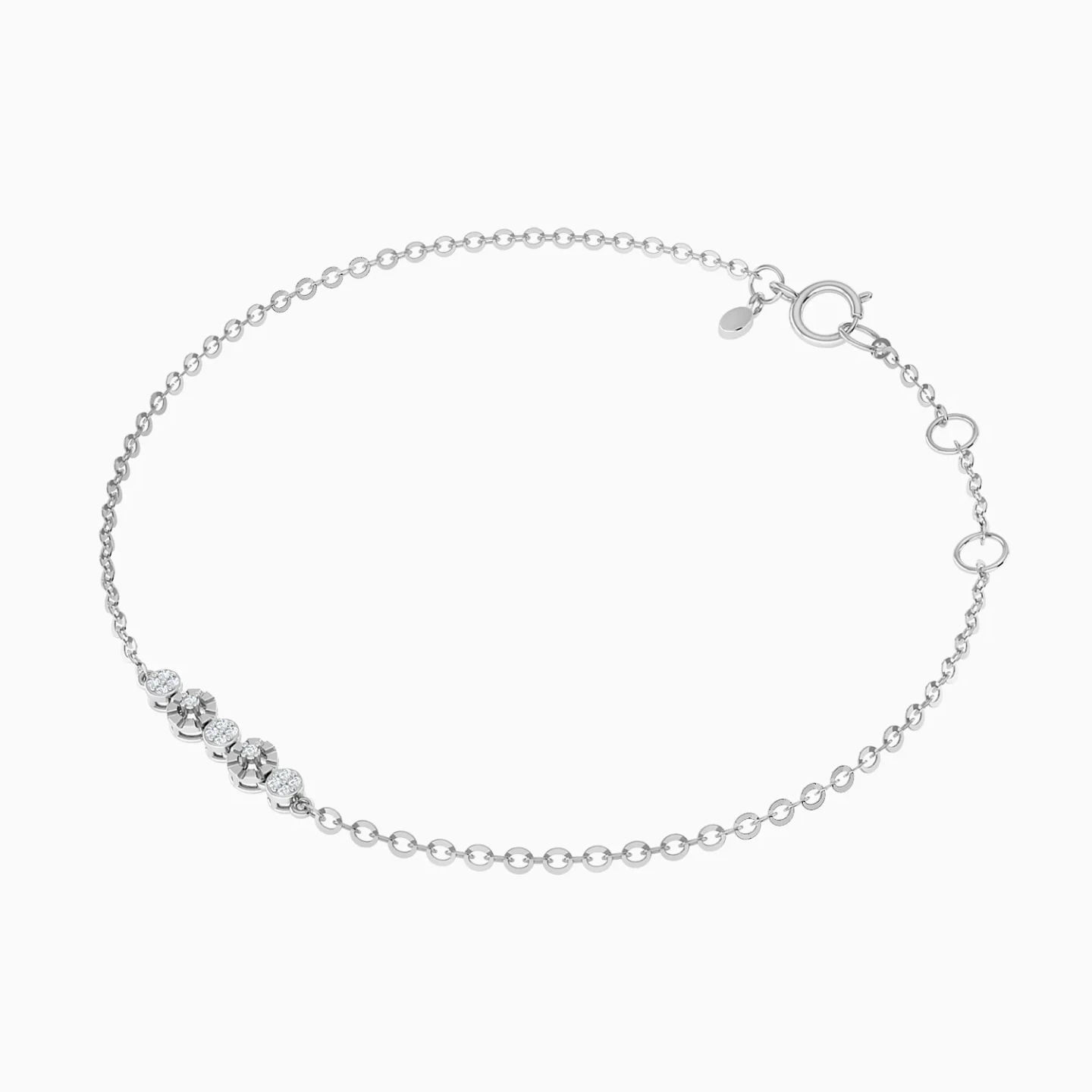 Round Clusters Diamond Chain Bracelet in 18K Gold - 3 Round Clusters Diamond Chain Bracelet in 18K Gold - 3