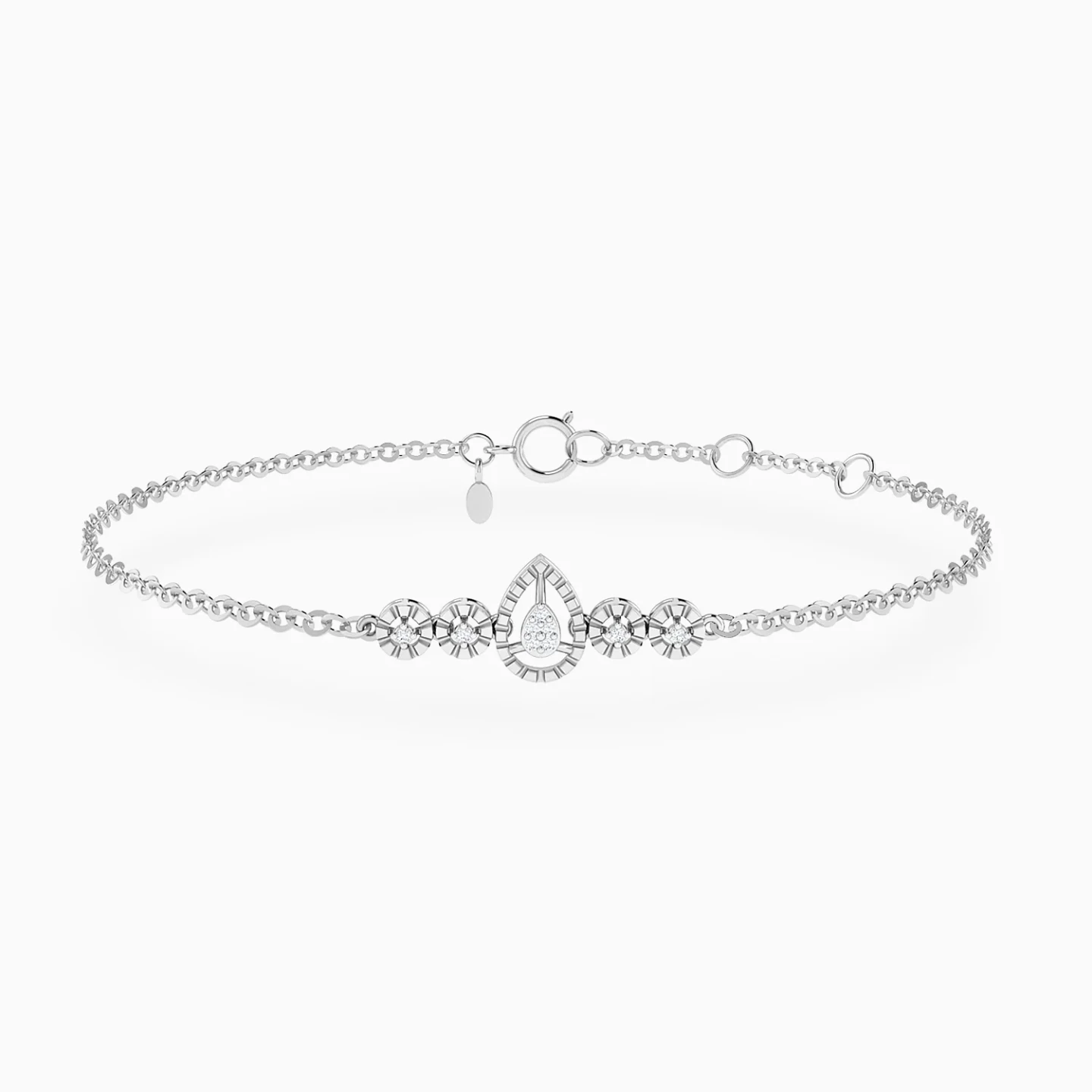 Teardrop & Round Cluster Diamond Chain Bracelet in 18K Gold Teardrop & Round Cluster Diamond Chain Bracelet in 18K Gold
