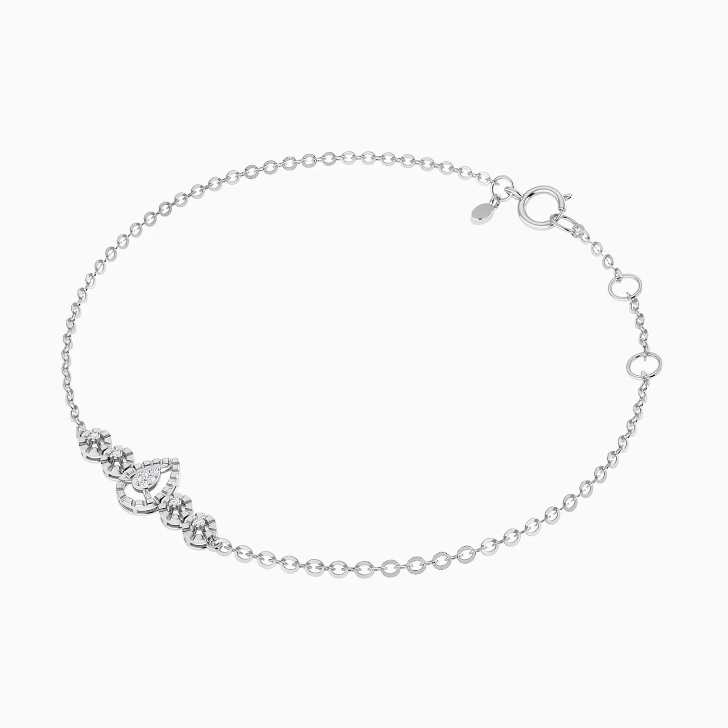 Teardrop & Round Cluster Diamond Chain Bracelet in 18K Gold - 3 Teardrop & Round Cluster Diamond Chain Bracelet in 18K Gold - 3