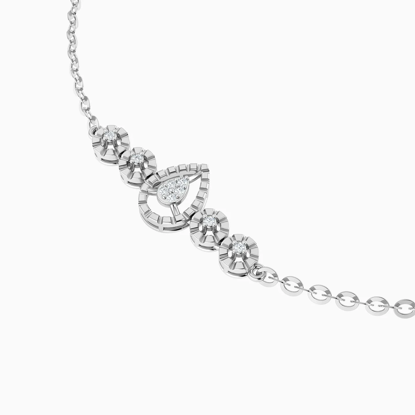 Teardrop & Round Cluster Diamond Chain Bracelet in 18K Gold - 4 Teardrop & Round Cluster Diamond Chain Bracelet in 18K Gold - 4