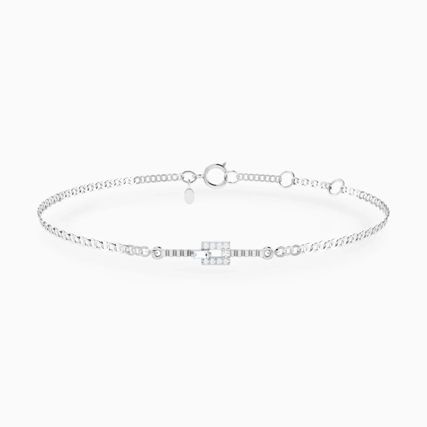 Curved Bar & Rectangle Diamond Chain Bracelet in 18K Gold Curved Bar & Rectangle Diamond Chain Bracelet in 18K Gold