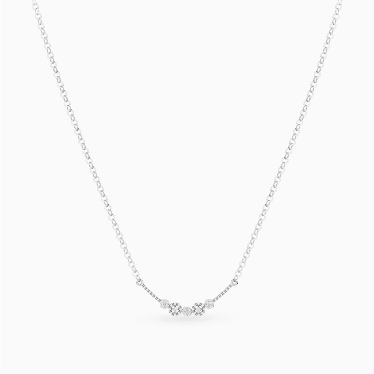 Round Clusters Diamond Necklace in 18K Gold - 3 Round Clusters Diamond Necklace in 18K Gold - 3