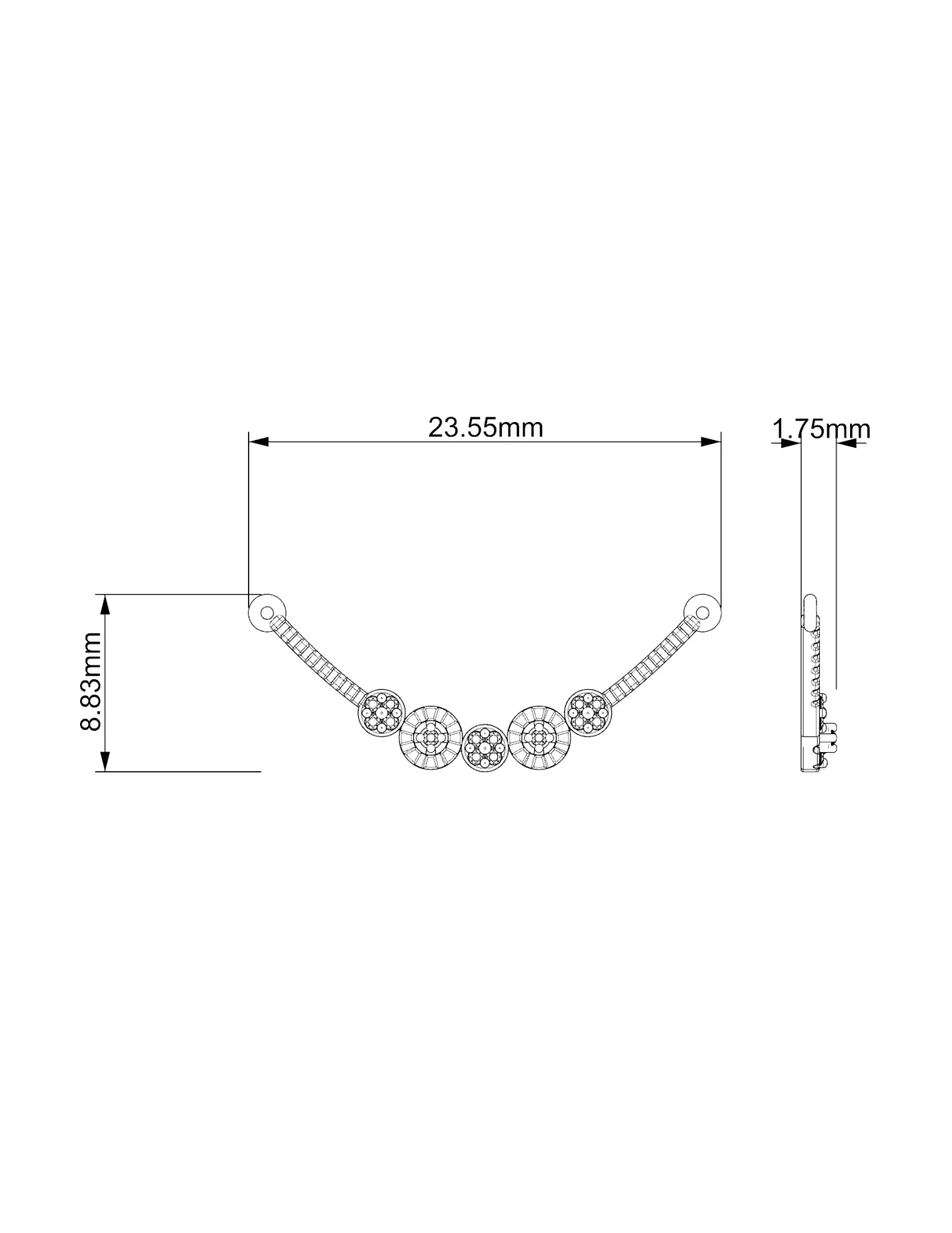 Round Clusters Diamond Necklace in 18K Gold - 4 Round Clusters Diamond Necklace in 18K Gold - 4