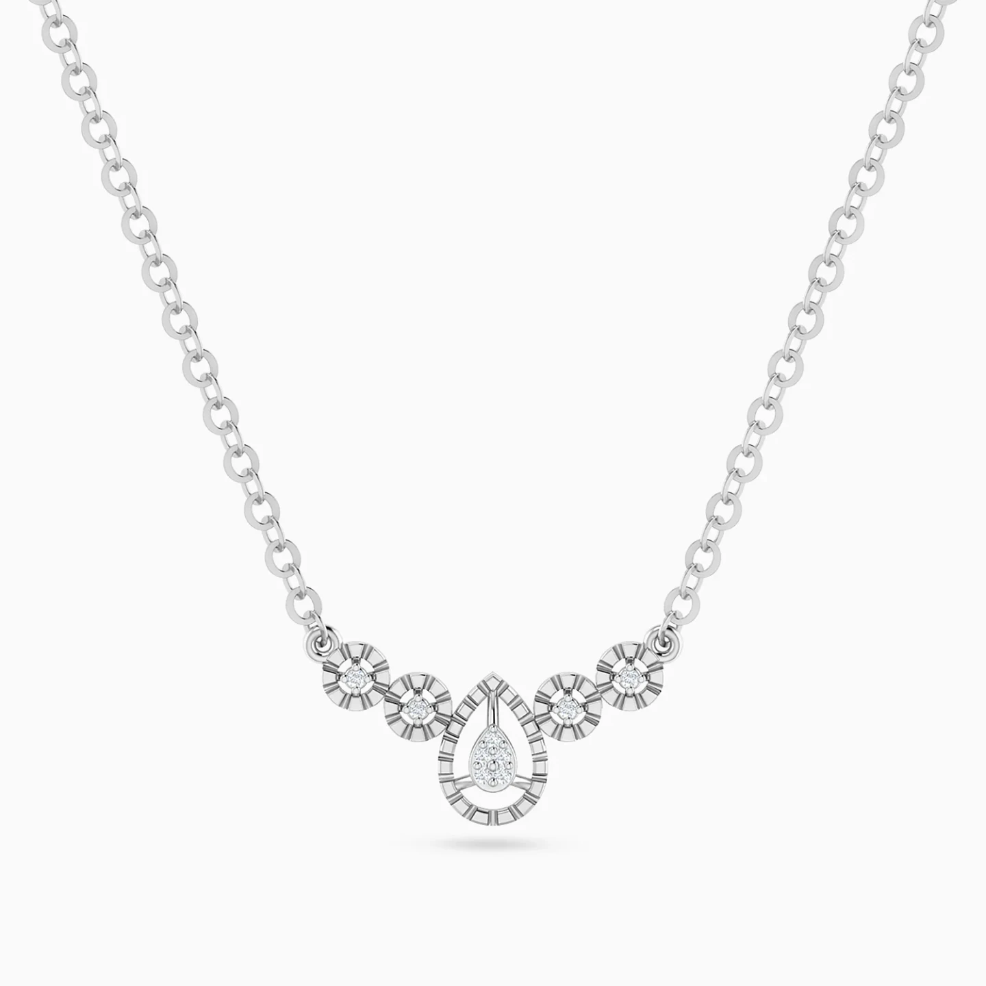 Teardrop & Round Cluster Diamond Necklace in 18K Gold Teardrop & Round Cluster Diamond Necklace in 18K Gold